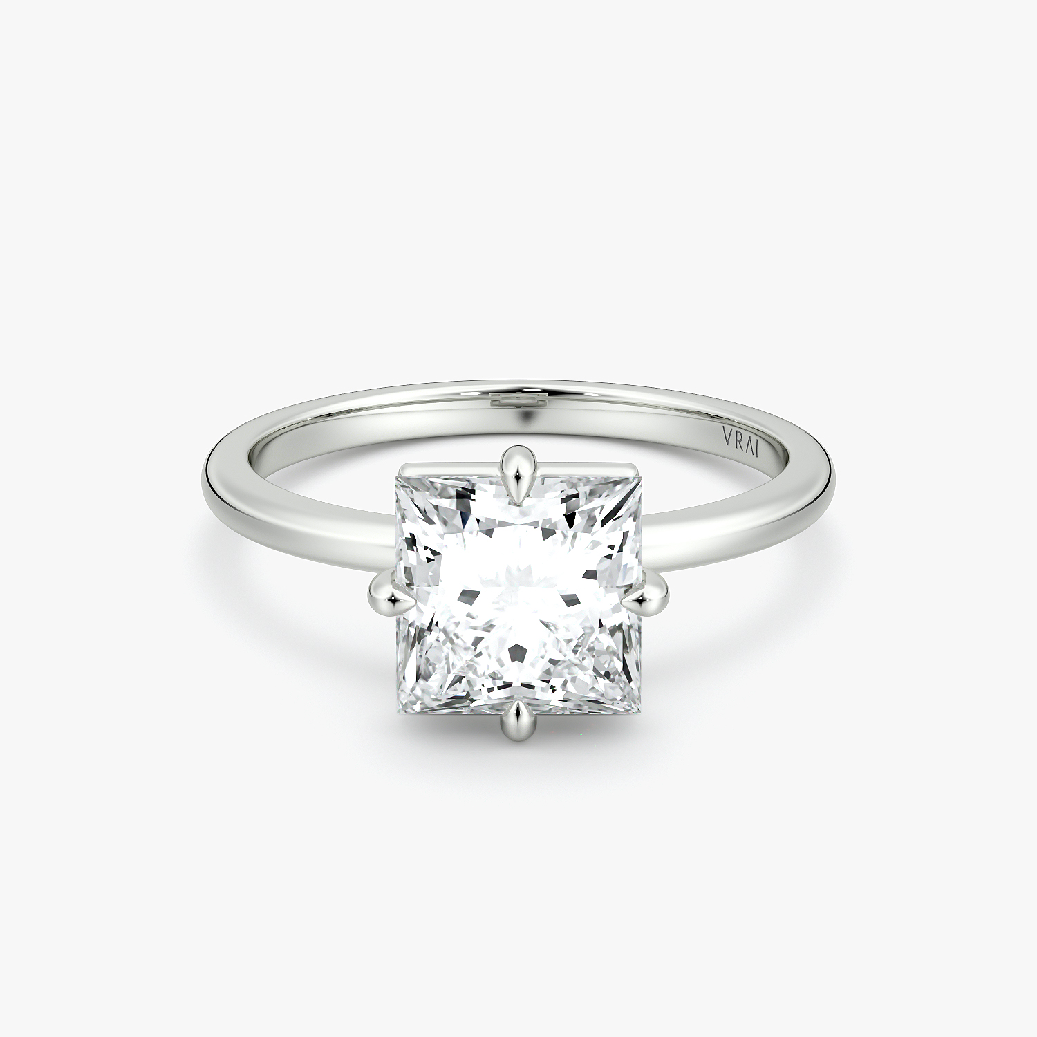 Compass Solitaire Princess Engagement Ring | 18k White Gold