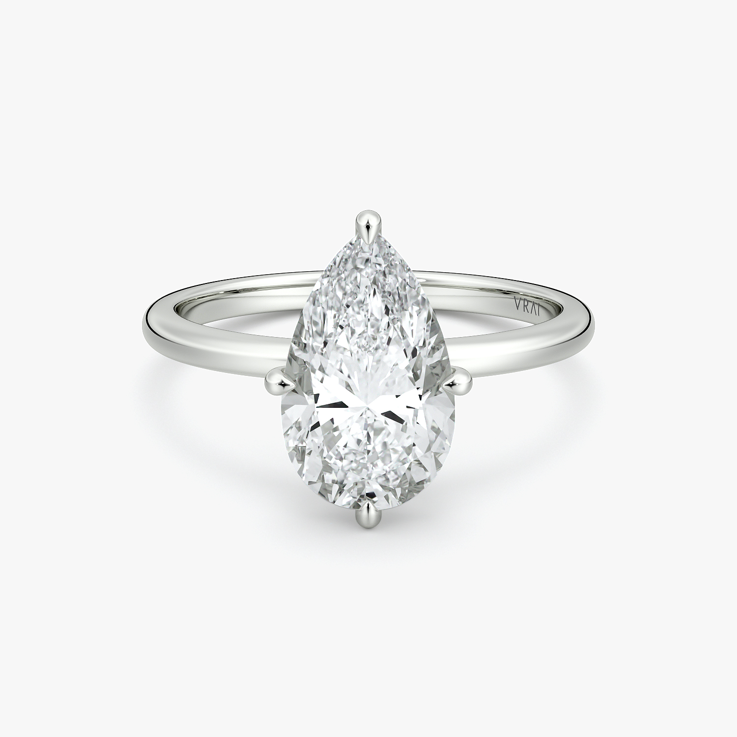 Compass Solitaire Pear Engagement Ring | 18k White Gold