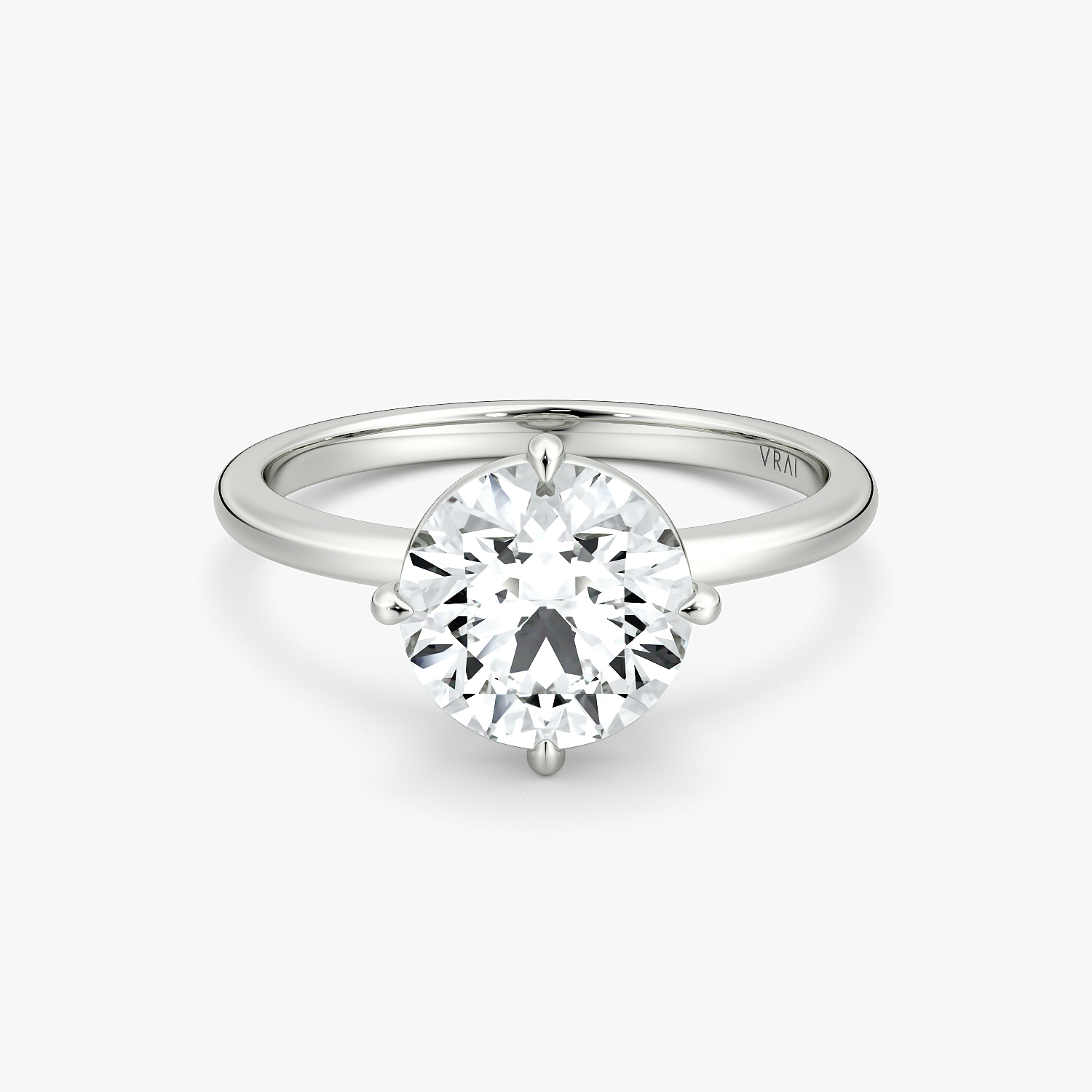 Compass Solitaire Round Brilliant Engagement Ring | 18k White Gold