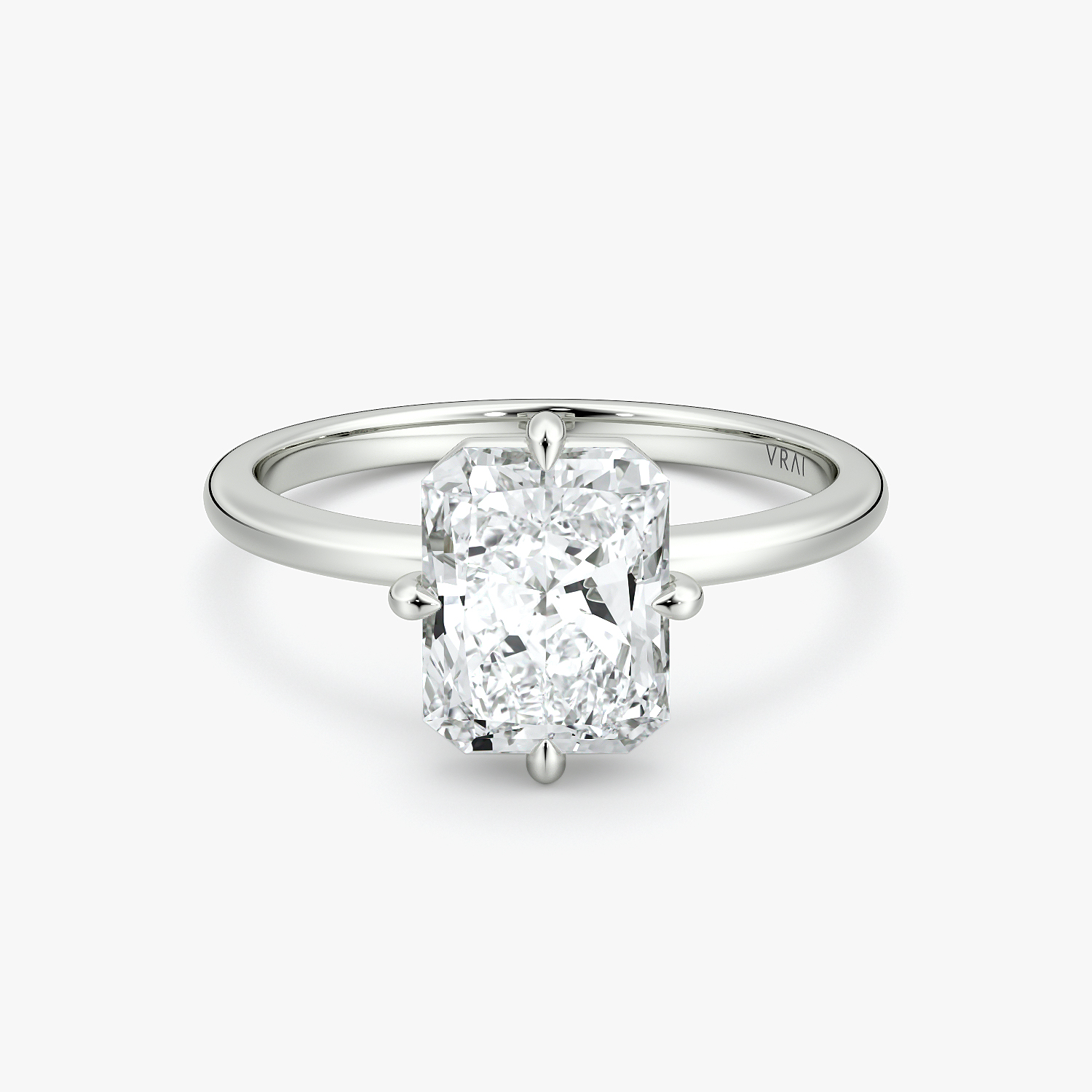 Compass Solitaire Radiant Engagement Ring | 18k White Gold
