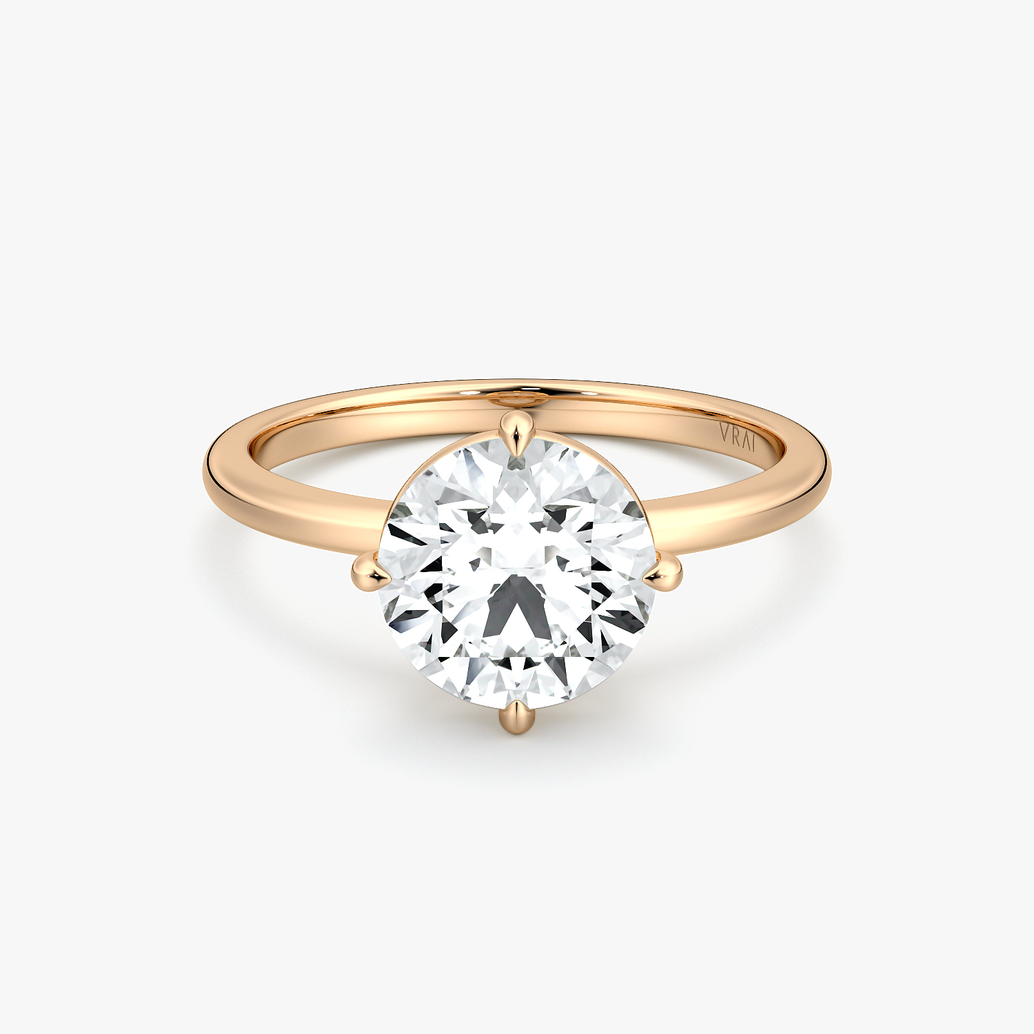 Compass Solitaire Round Brilliant Engagement Ring | 14k Rose Gold