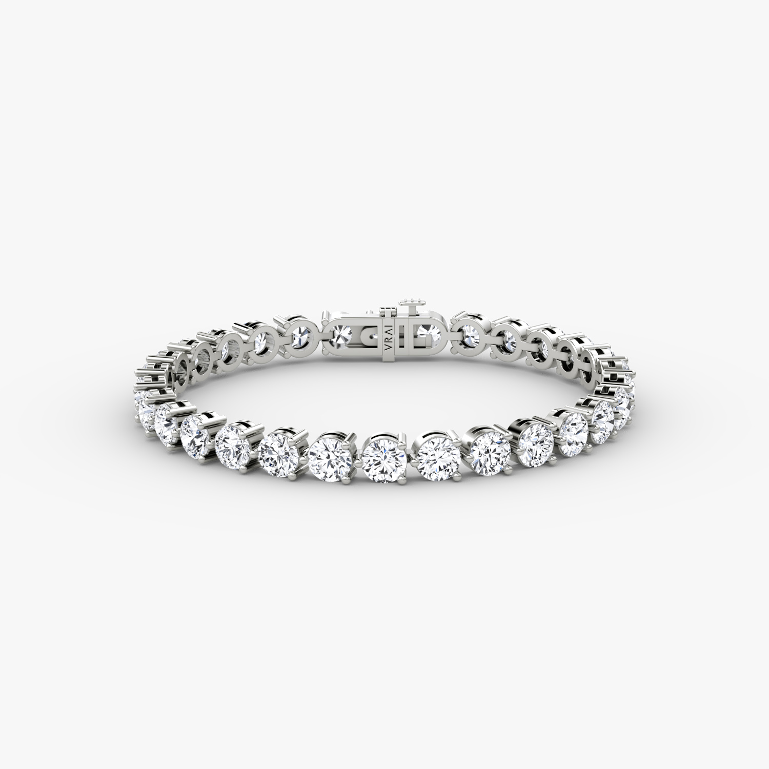 VRAI 3 Prong Tennis Round Brilliant Bracelets | 14k White Gold