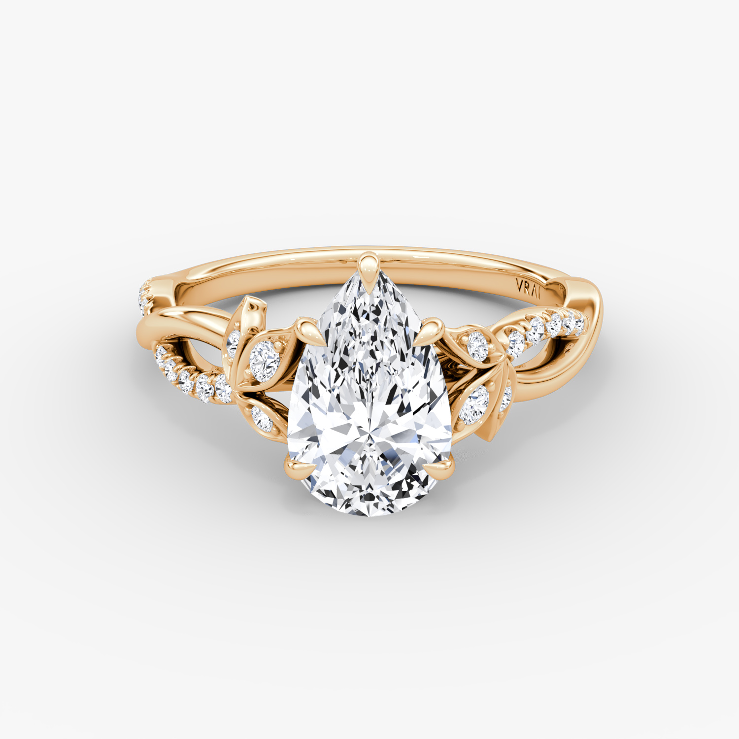 Twisted Floral Pear Engagement Ring | 14k Rose Gold
