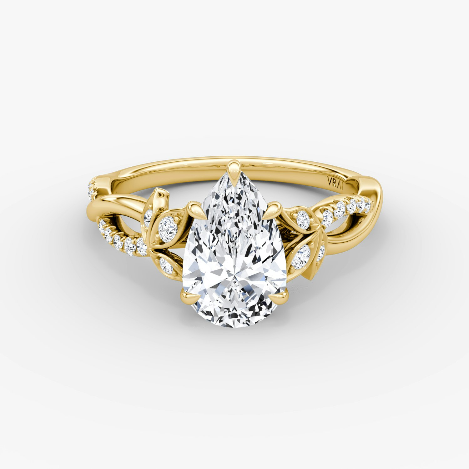 Twisted Floral Pear Engagement Ring | 18k Yellow Gold