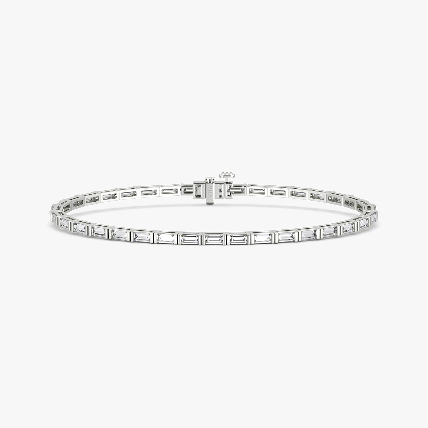 6.5" Baguette Tennis Bracelet 14k White Gold Large Baguette Cut Created Diamonds
