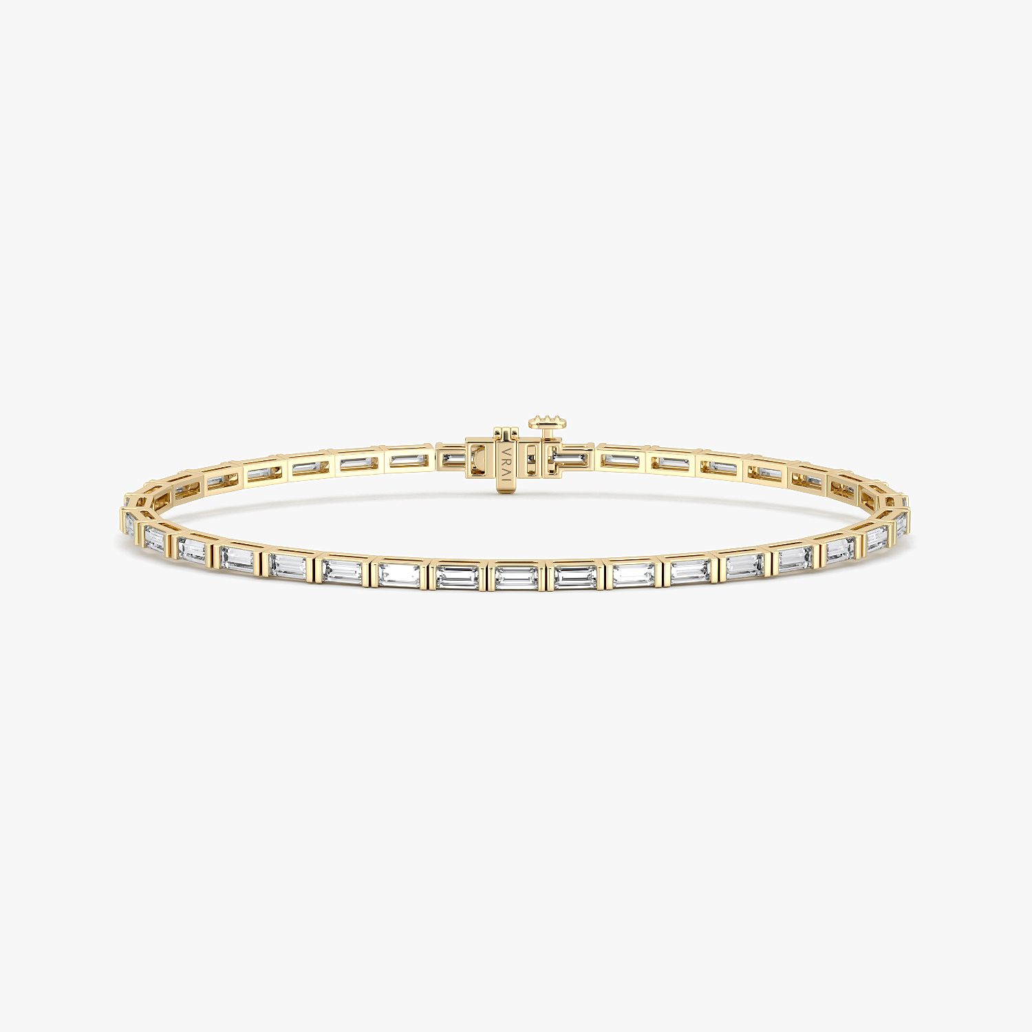 6.5" Baguette Tennis Bracelet 14k Yellow Gold Large Baguette Cut Created Diamonds