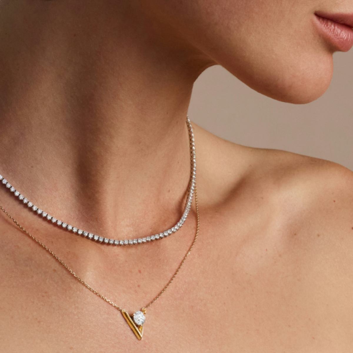 Layered necklaces with VRAI Created Diamonds VRAI