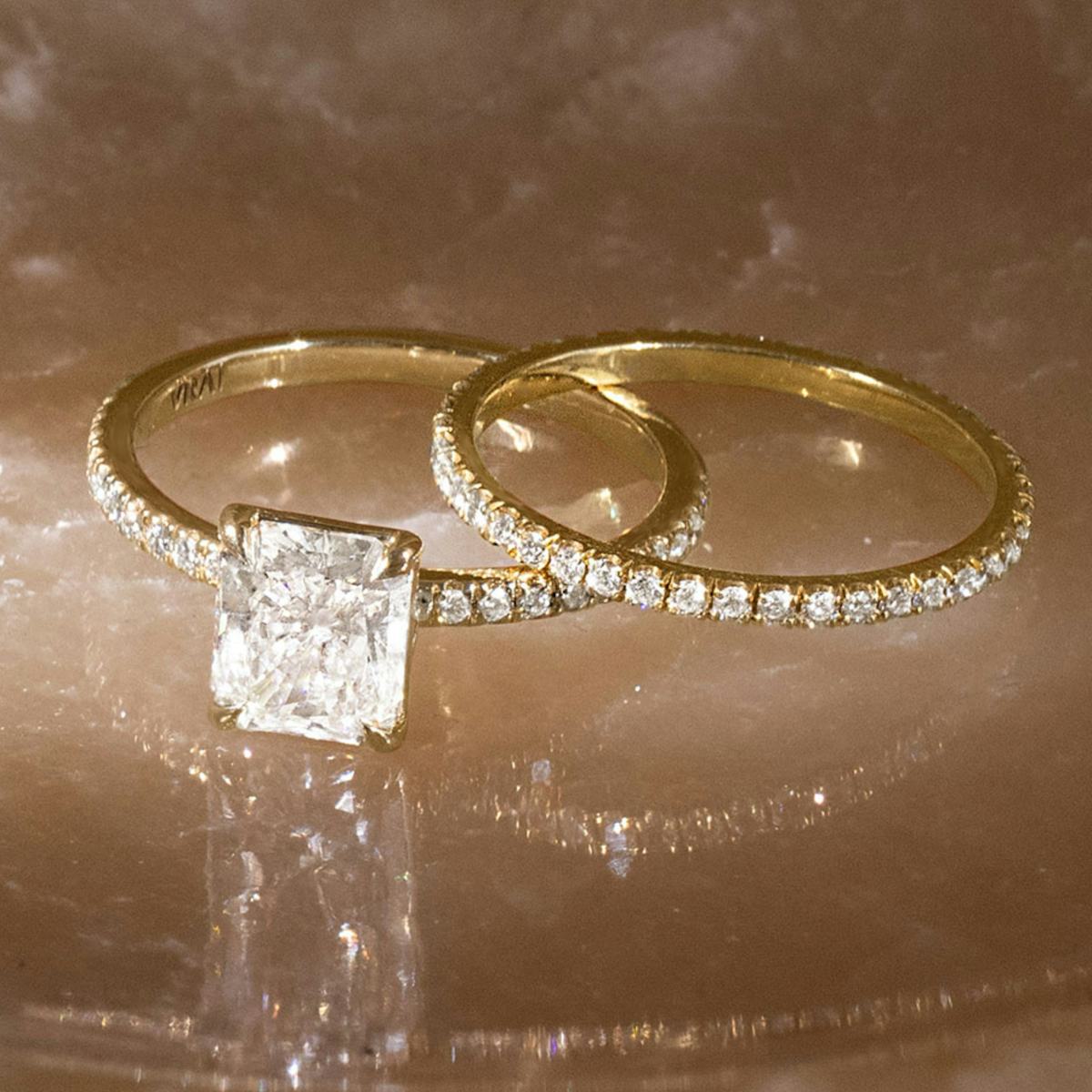 Shop Radiant cut engagement rings VRAI Created Diamonds