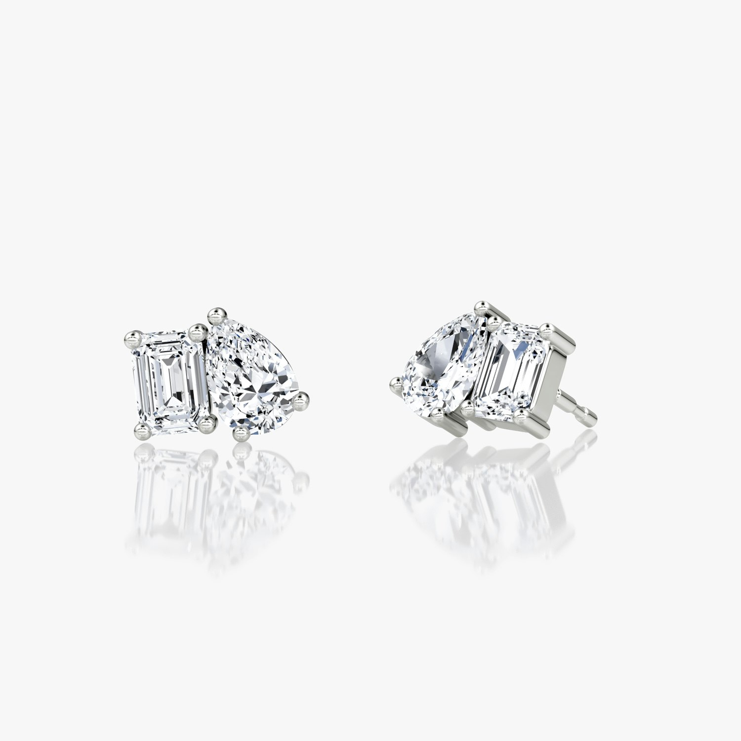 VRAI Toi et Moi Stud Emerald and Pear Earrings | Sterling Silver