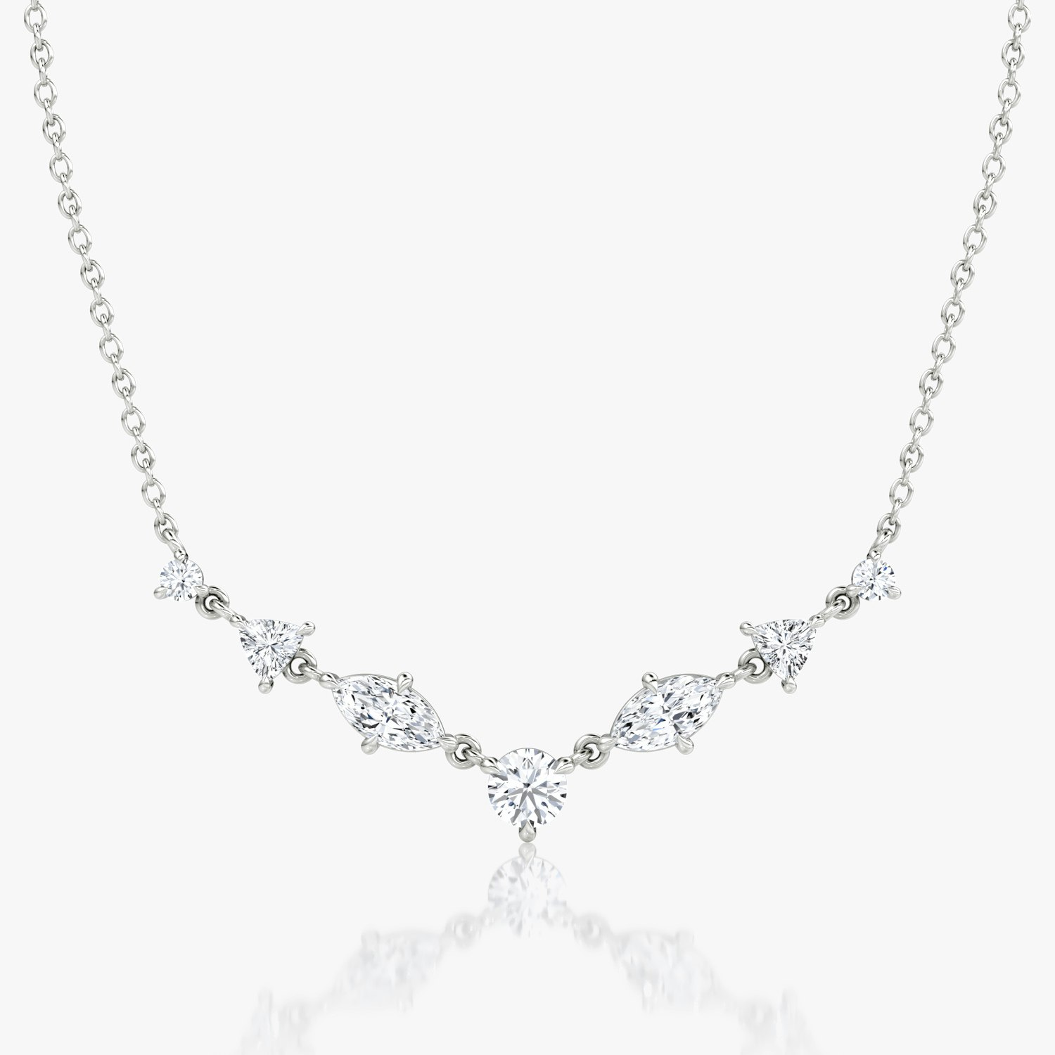 VRAI Mixed Shape Linked Tennis Trillion Necklaces | 14k White Gold