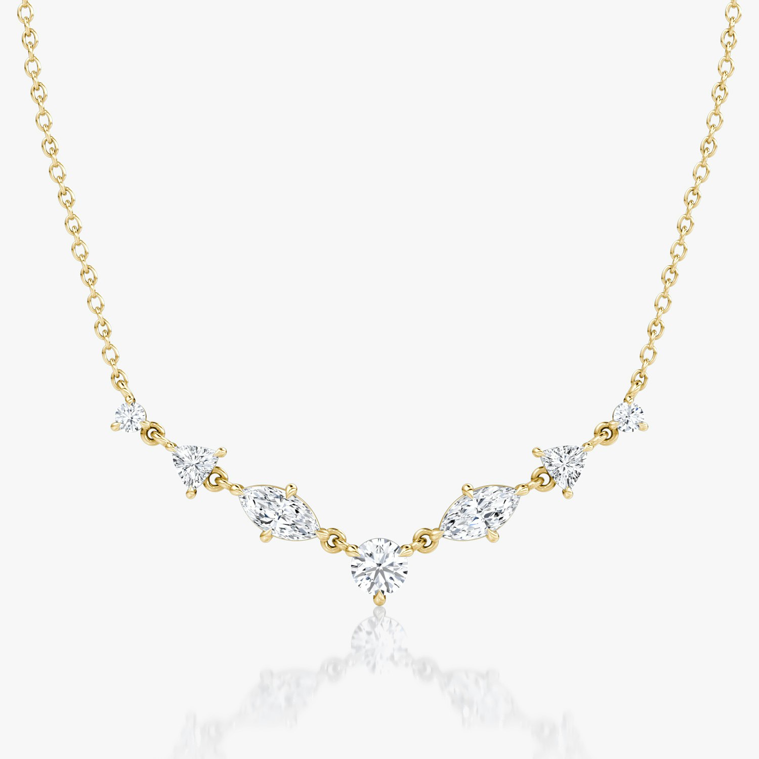VRAI Mixed Shape Linked Tennis Trillion Necklaces | 14k Yellow Gold
