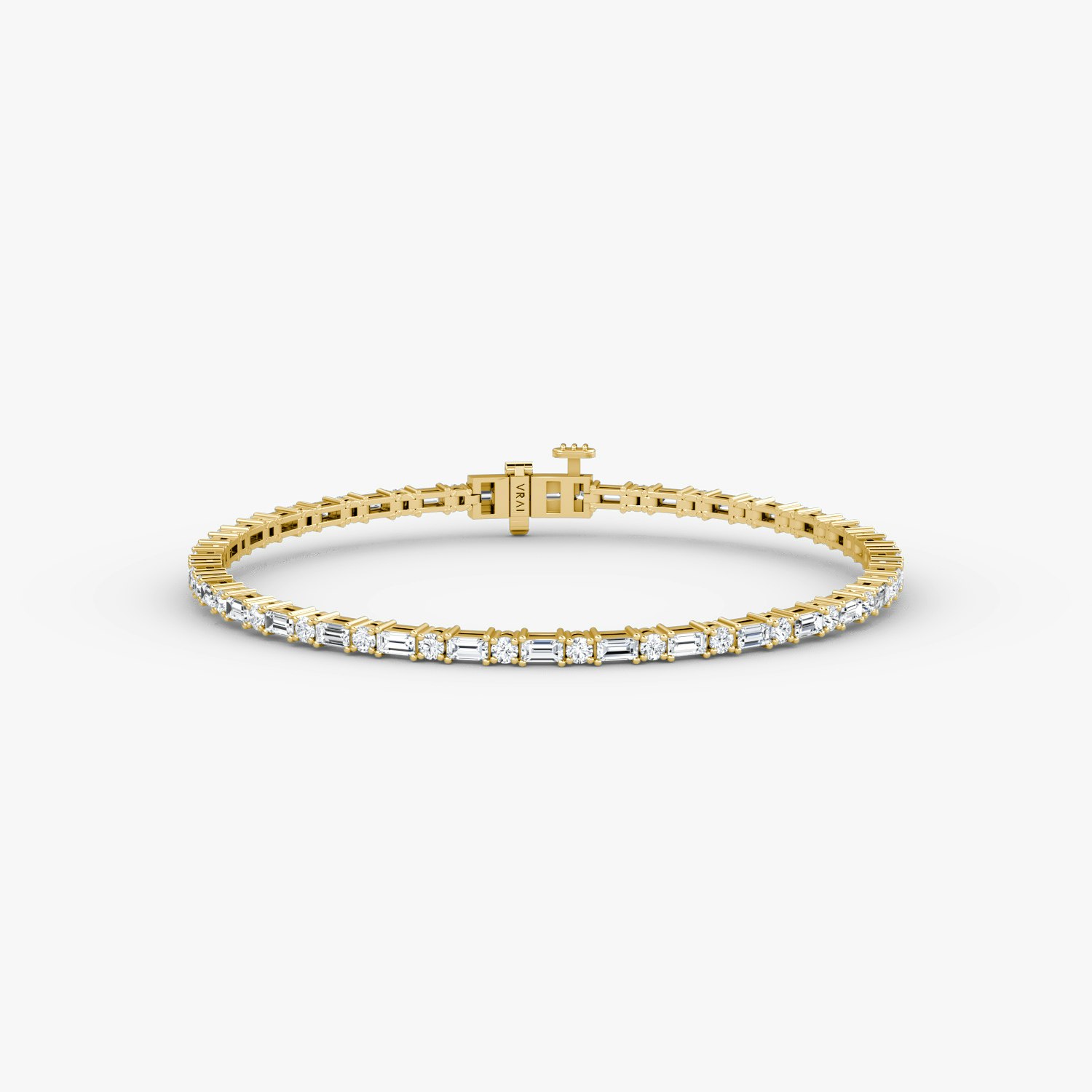 VRAI Mixed Shape Tennis Bracelets Round Brilliant and Baguette Bracelets | 14k Yellow Gold