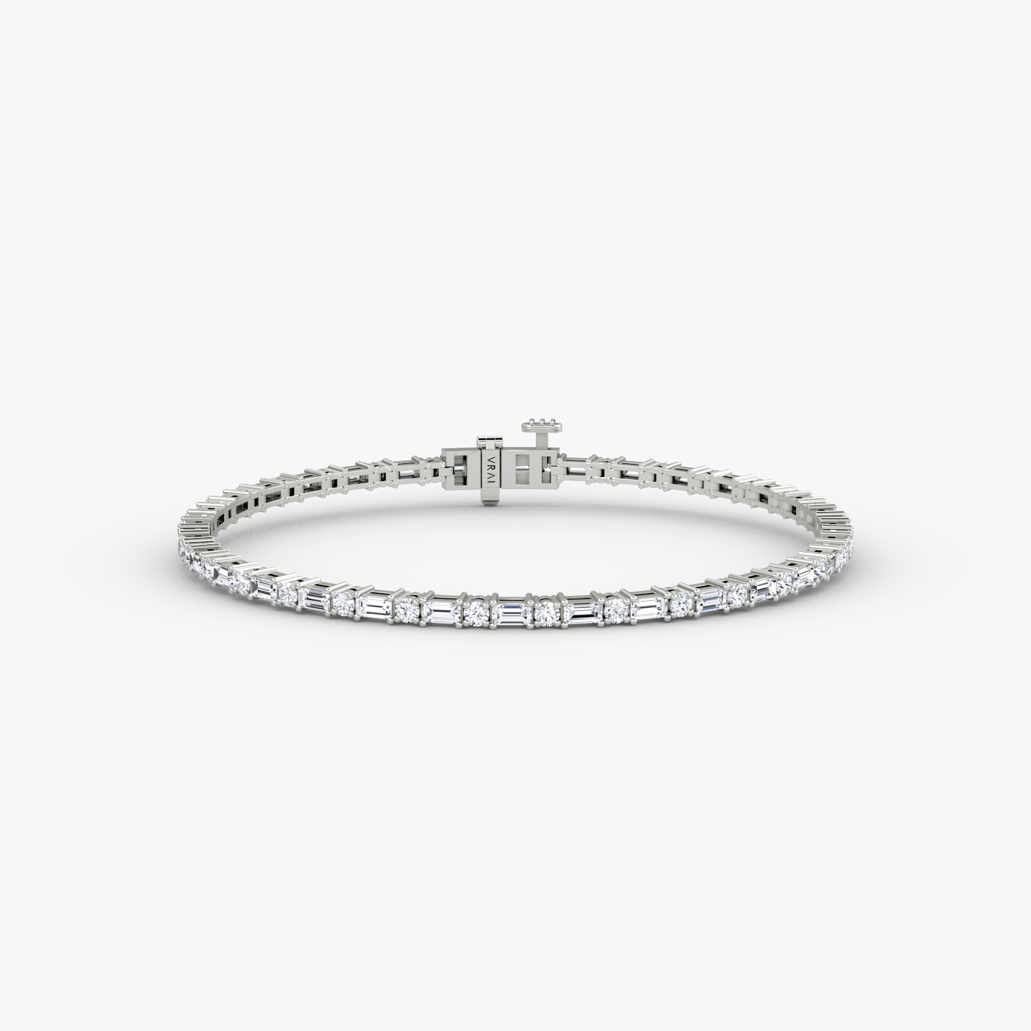 VRAI Mixed Shape Tennis Bracelets Round Brilliant and Baguette Bracelets | 14k White Gold
