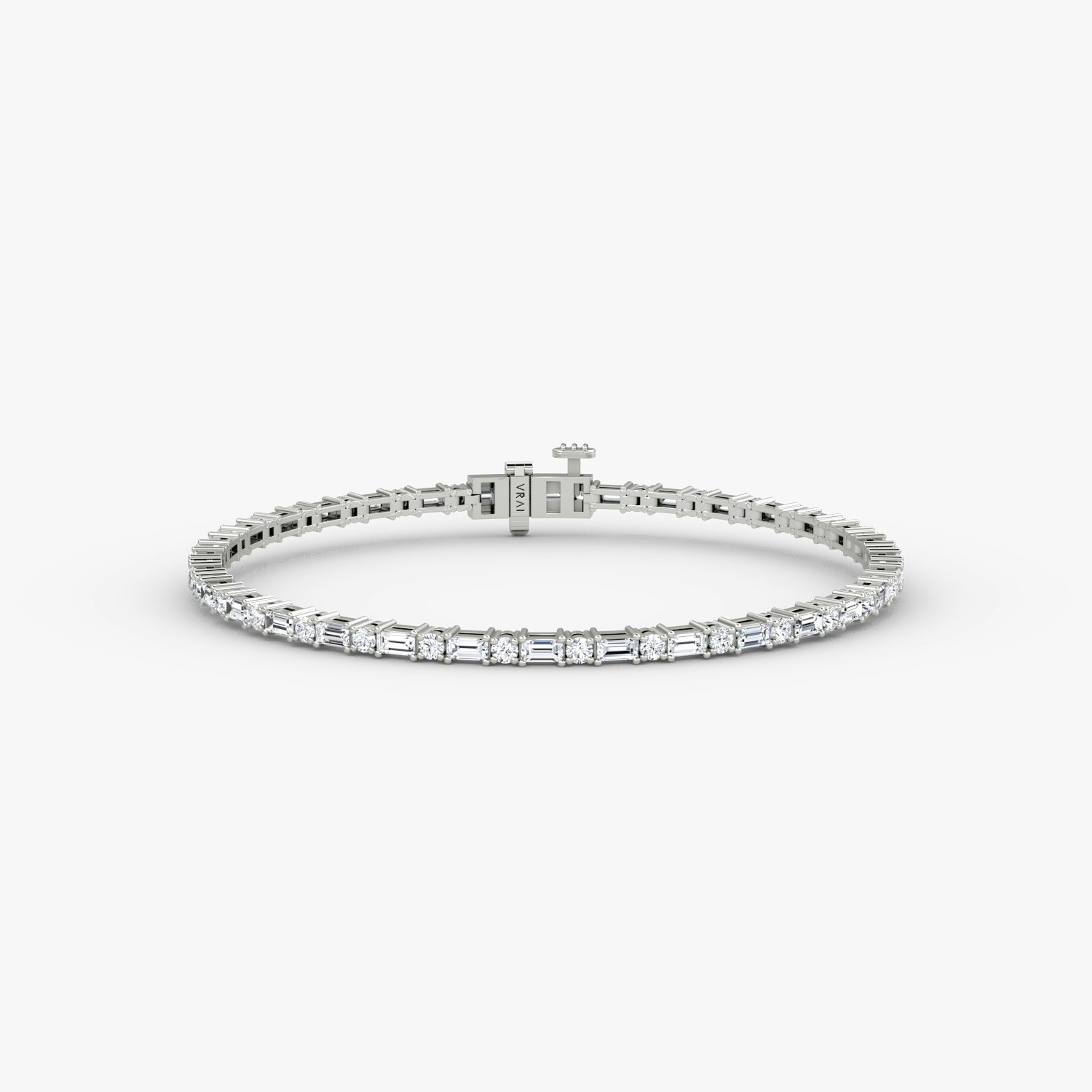 VRAI Mixed Shape Tennis Bracelets Round Brilliant and Baguette Bracelets | 14k White Gold