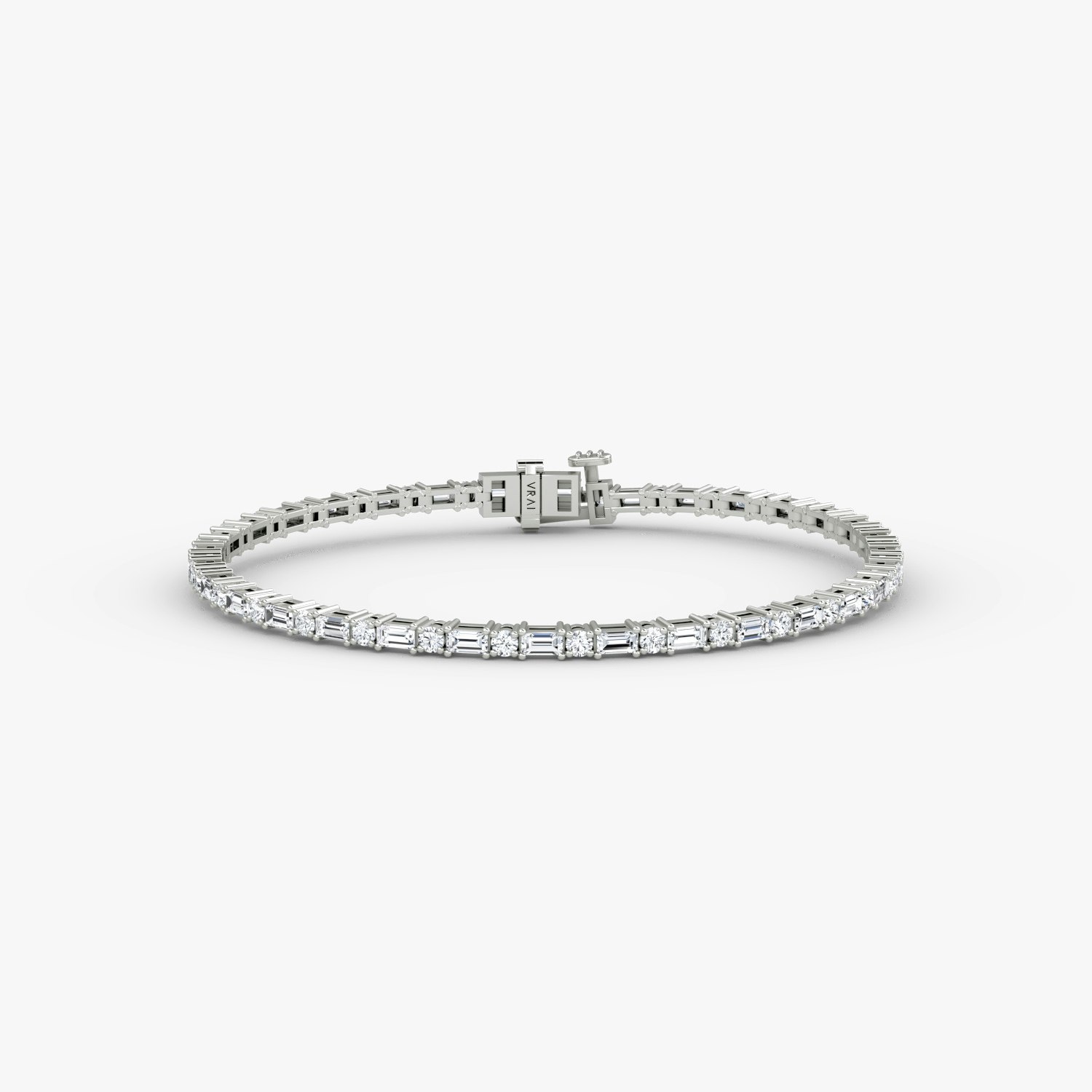 VRAI Mixed Shape Tennis Bracelets Round Brilliant and Baguette Bracelets | 14k White Gold