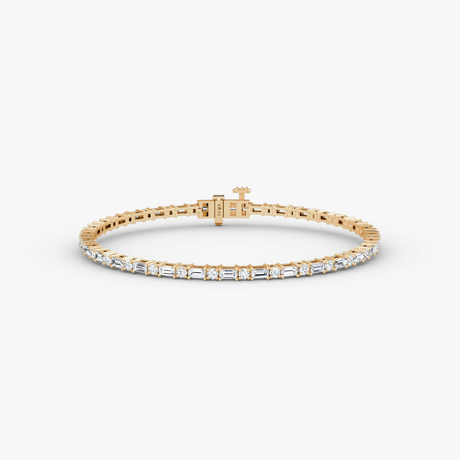 VRAI Mixed Shape Tennis Bracelets Round Brilliant and Baguette Bracelets | 14k Rose Gold