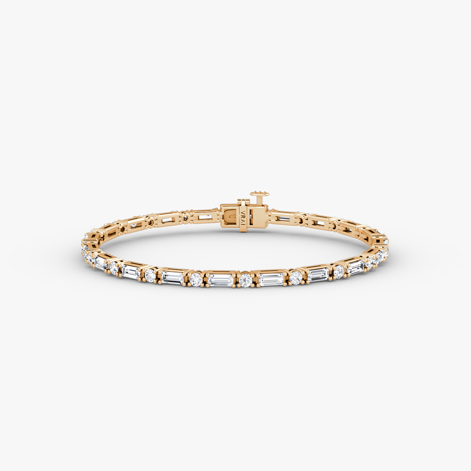 VRAI Mixed Shape Tennis Bracelets Round Brilliant and Baguette Bracelets | 14k Rose Gold