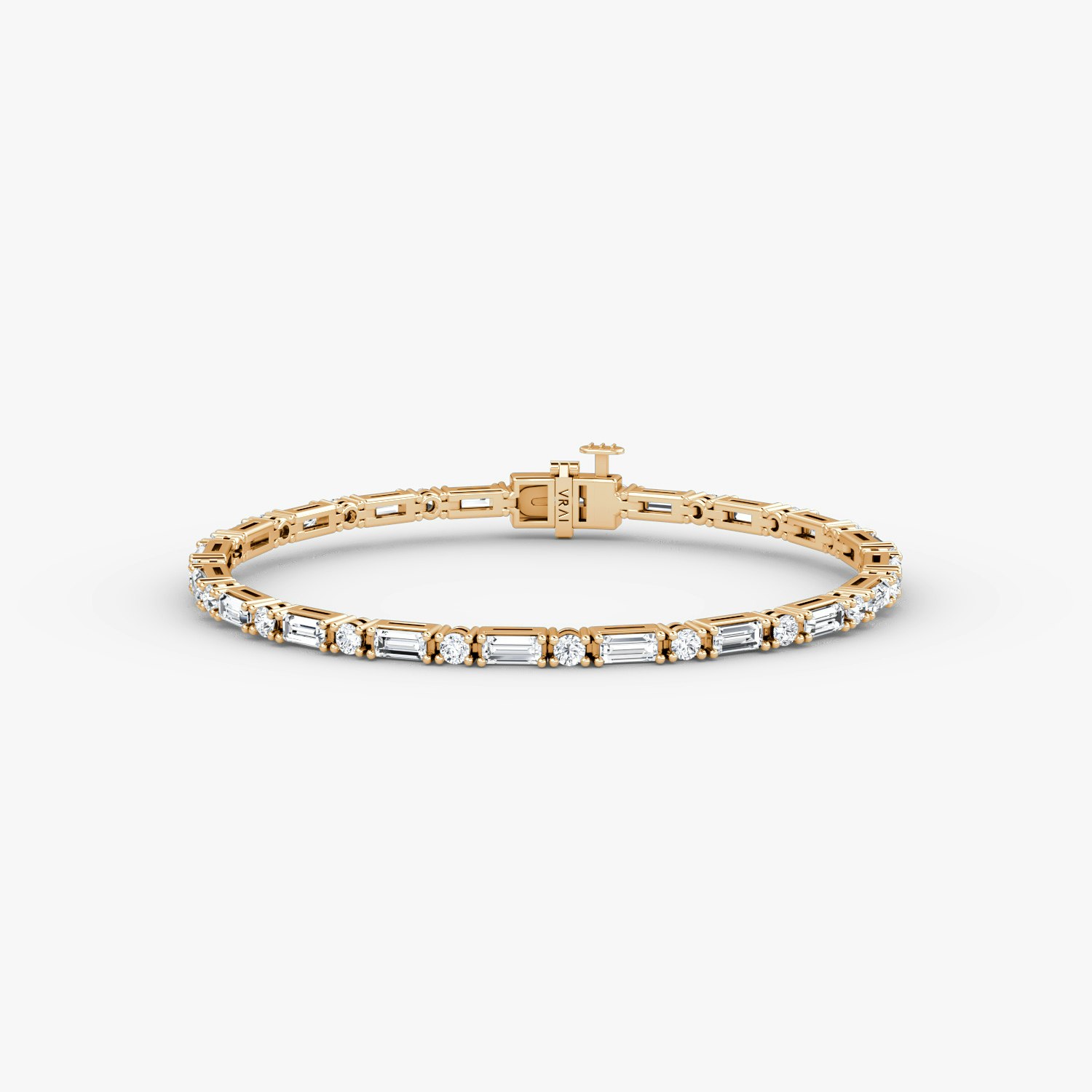 VRAI Mixed Shape Tennis Bracelets Round Brilliant and Baguette Bracelets | 14k Rose Gold