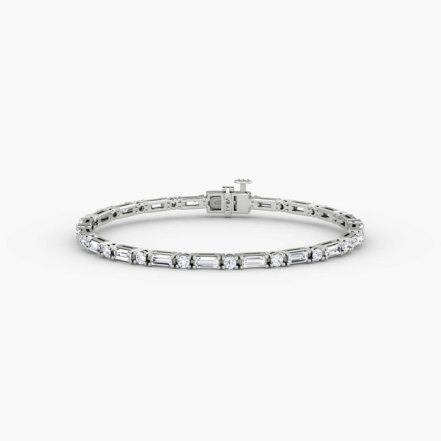 VRAI Mixed Shape Tennis Bracelets Round Brilliant and Baguette Bracelets | 14k White Gold