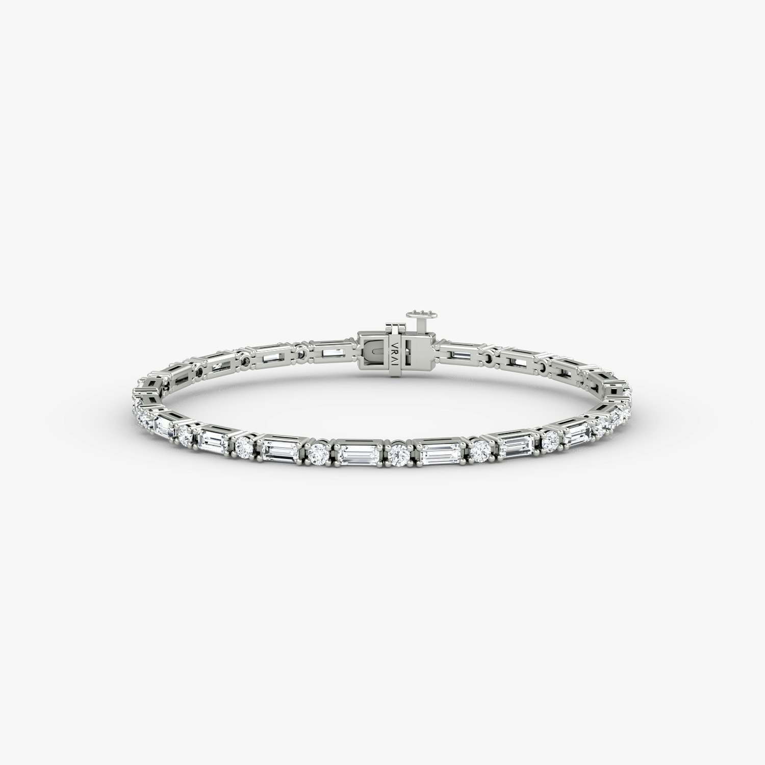 VRAI Mixed Shape Tennis Bracelets Round Brilliant and Baguette Bracelets | 14k White Gold