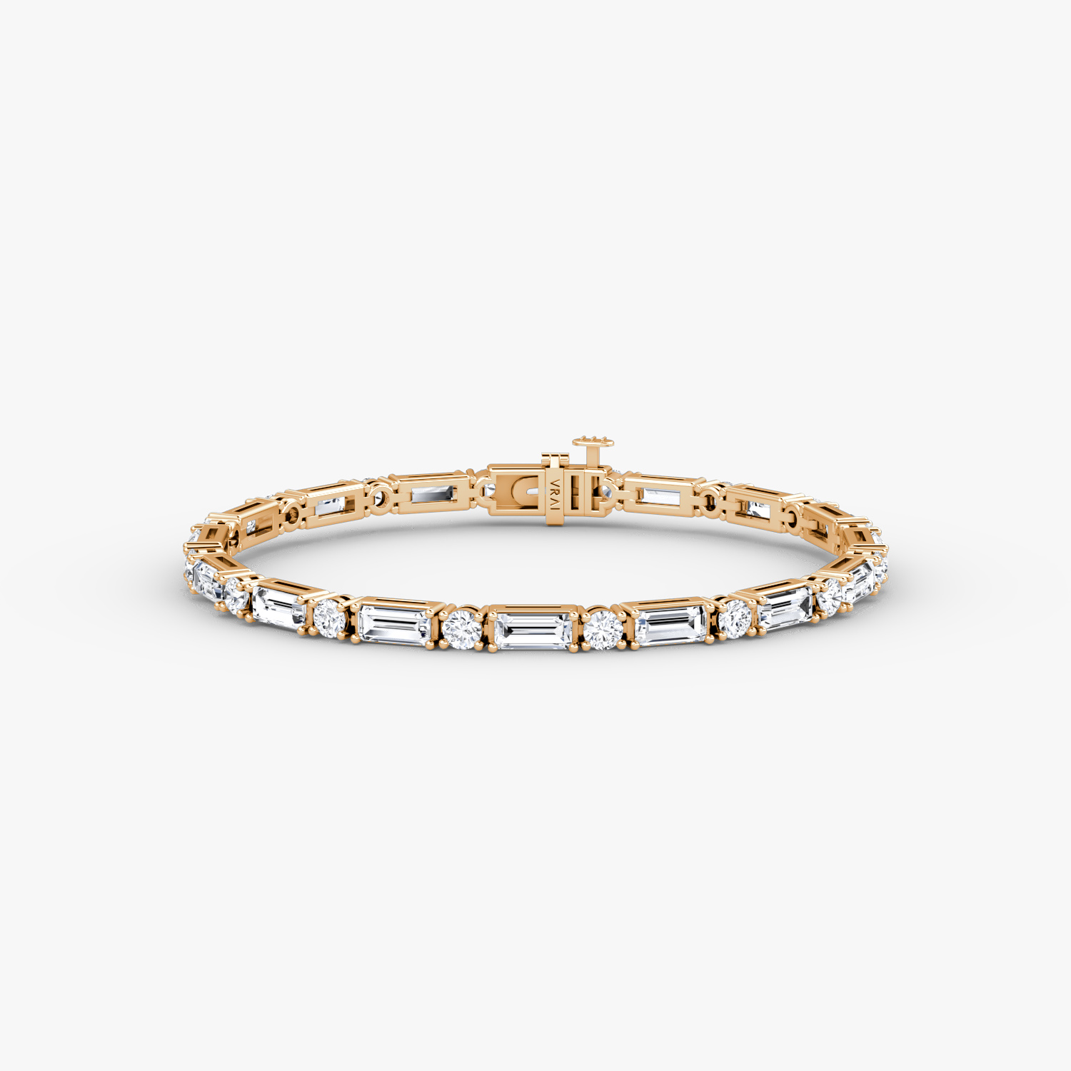 VRAI Mixed Shape Tennis Bracelets Round Brilliant and Baguette Bracelets | 14k Rose Gold