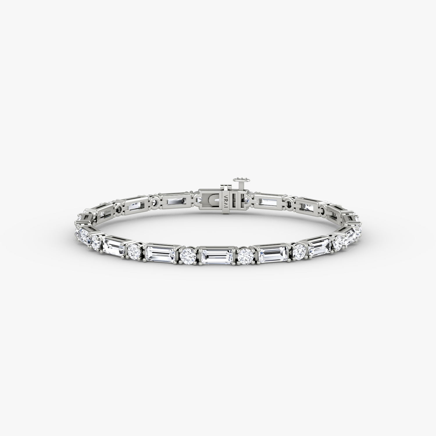 VRAI Mixed Shape Tennis Bracelets Round Brilliant and Baguette Bracelets | 14k White Gold