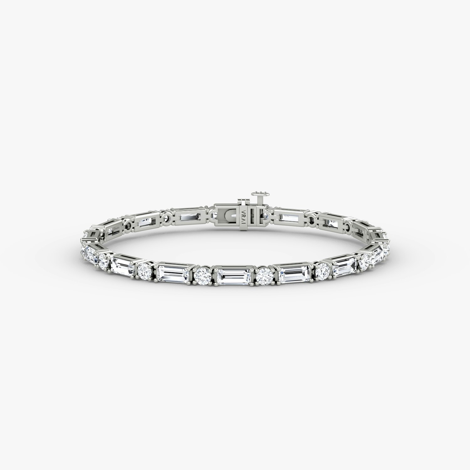 VRAI Mixed Shape Tennis Bracelets Round Brilliant and Baguette Bracelets | 14k White Gold