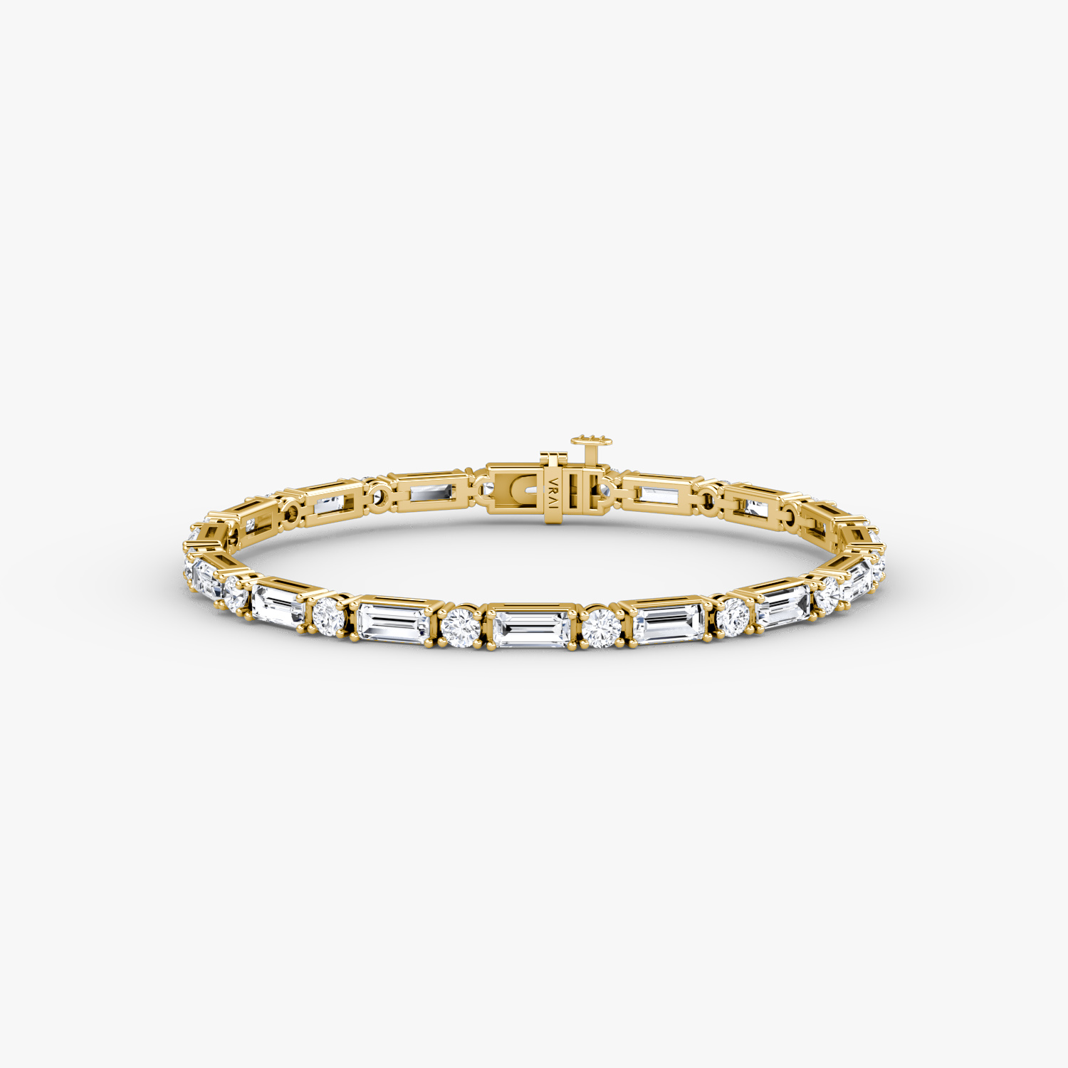 VRAI Mixed Shape Tennis Bracelets Round Brilliant and Baguette Bracelets | 14k Yellow Gold