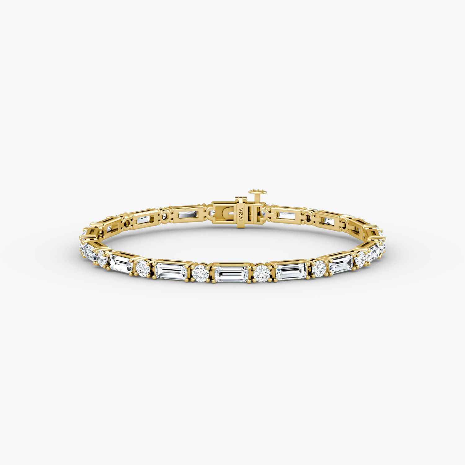 VRAI Mixed Shape Tennis Bracelets Round Brilliant and Baguette Bracelets | 14k Yellow Gold