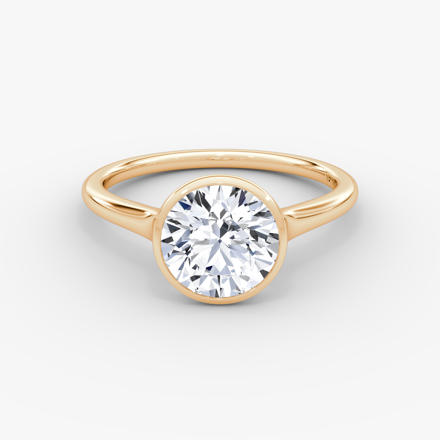 Flat Edge Bezel Round Brilliant Engagement Ring | 14k Rose Gold