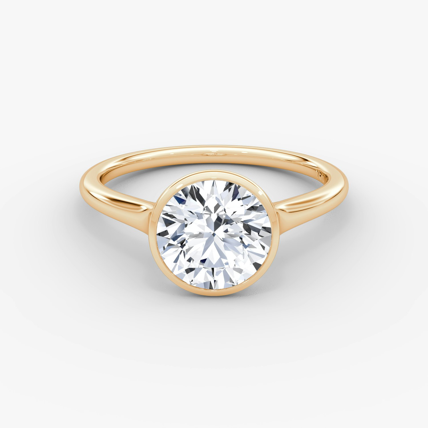 Flat Edge Bezel Round Brilliant Engagement Ring | 14k Rose Gold