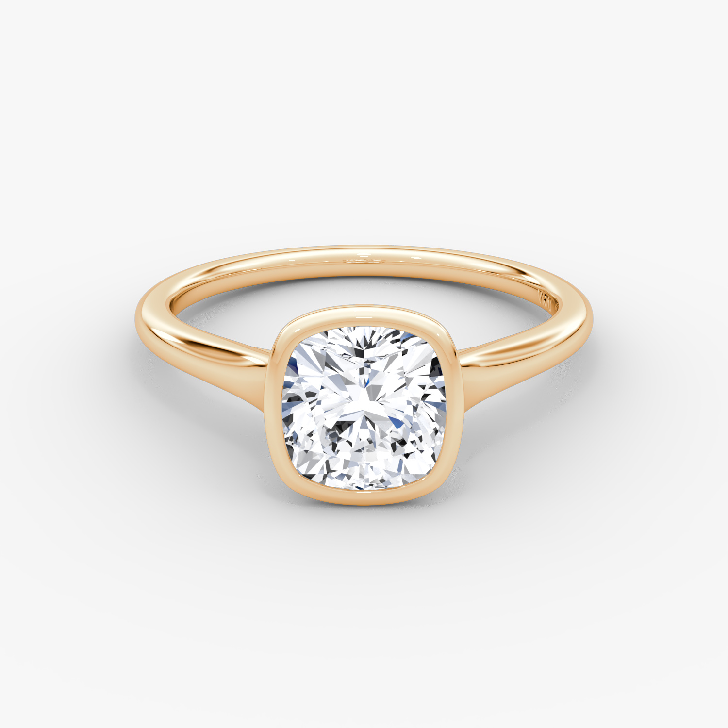 Flat Edge Bezel Cushion Engagement Ring | 14k Rose Gold