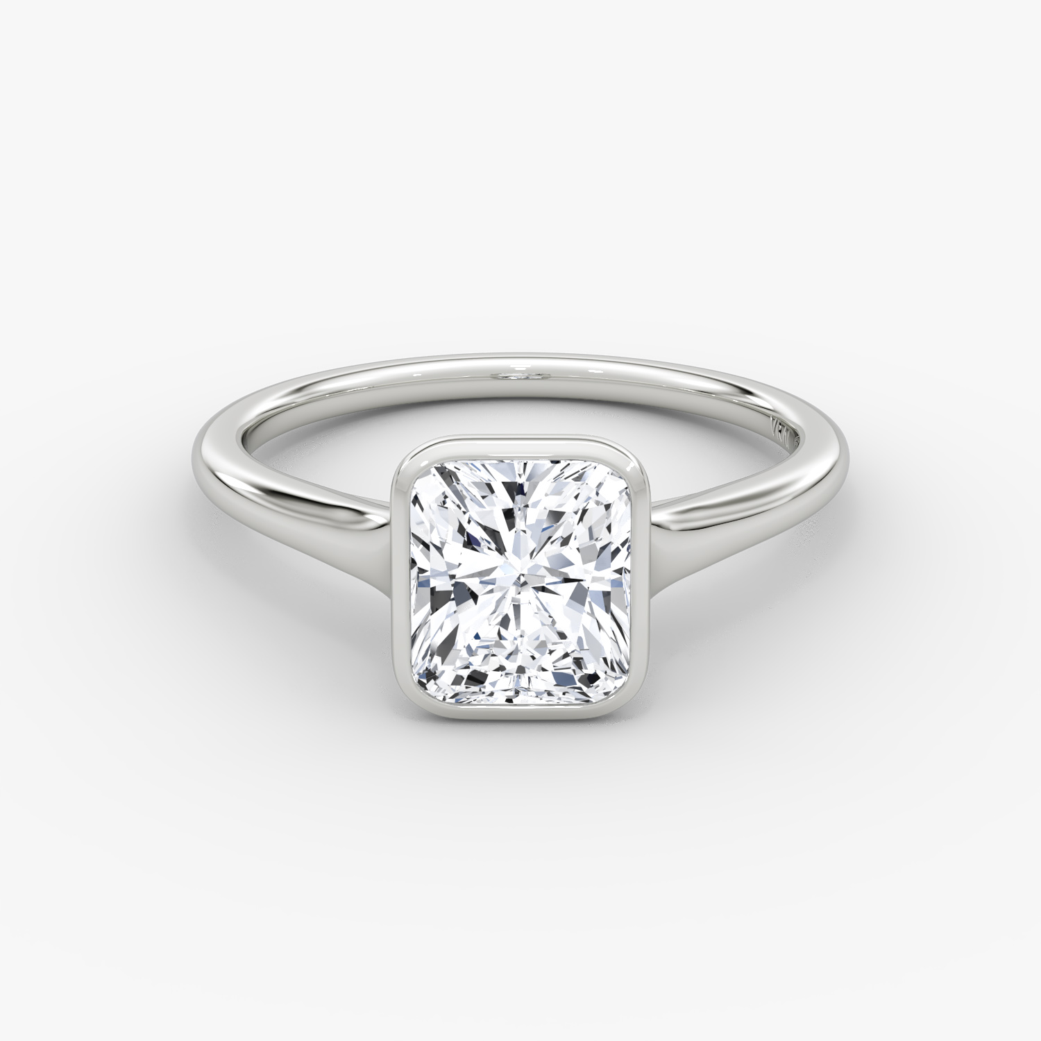 Flat Edge Bezel Radiant Engagement Ring | 18k White Gold