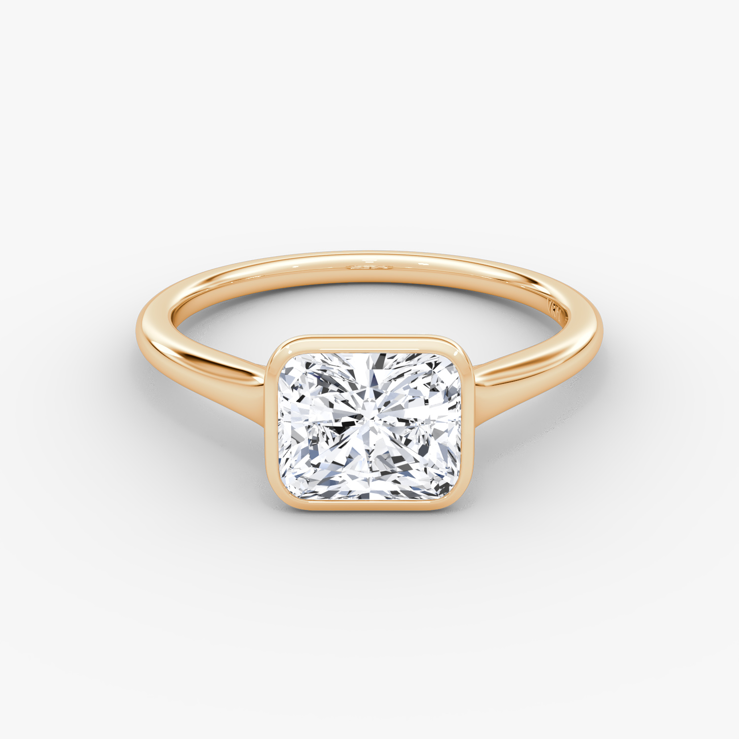 Flat Edge Bezel Radiant Engagement Ring | 14k Rose Gold