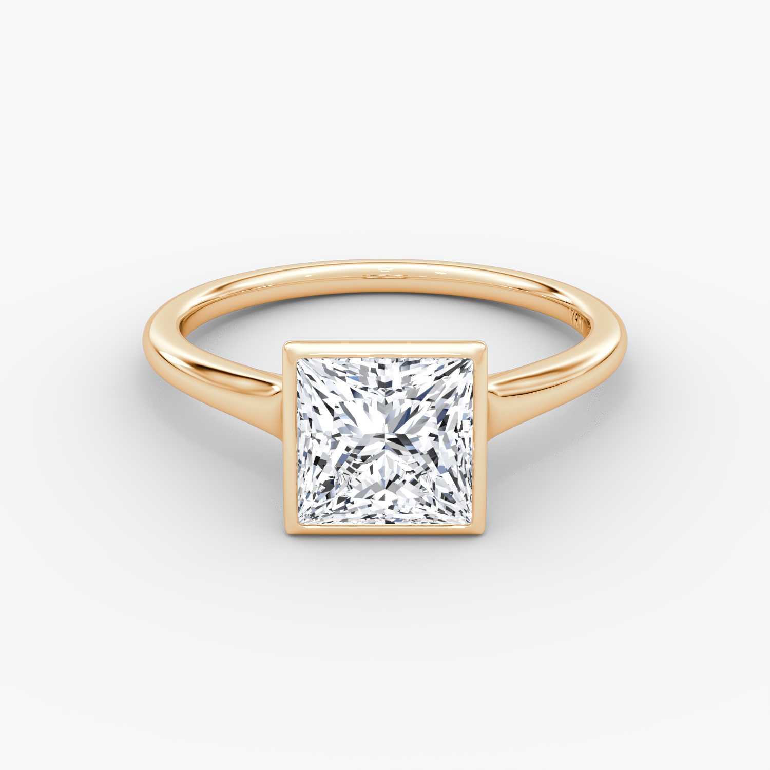 Flat Edge Bezel Princess Engagement Ring | 14k Rose Gold
