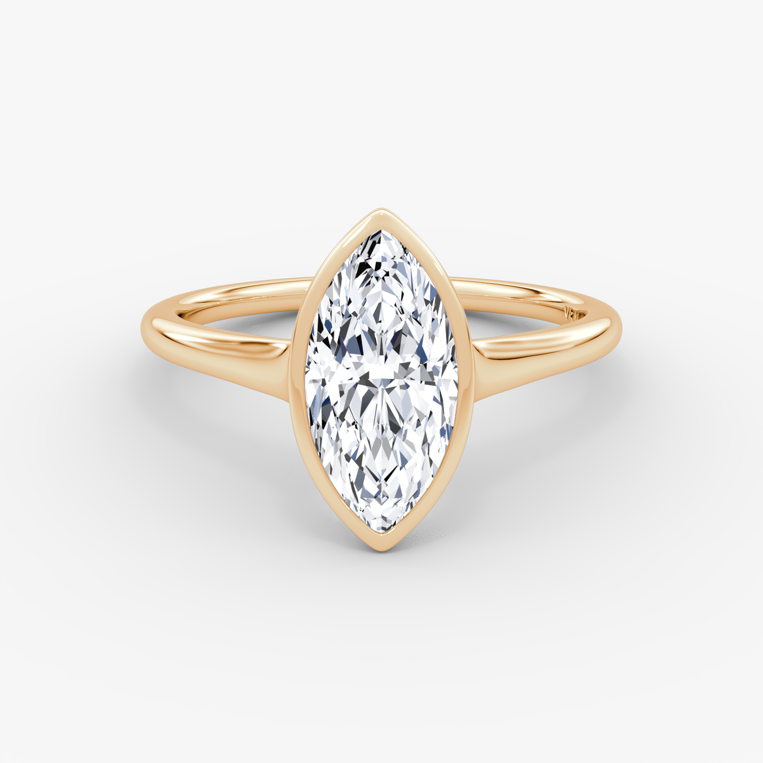 Flat Edge Bezel Marquise Engagement Ring | 14k Rose Gold