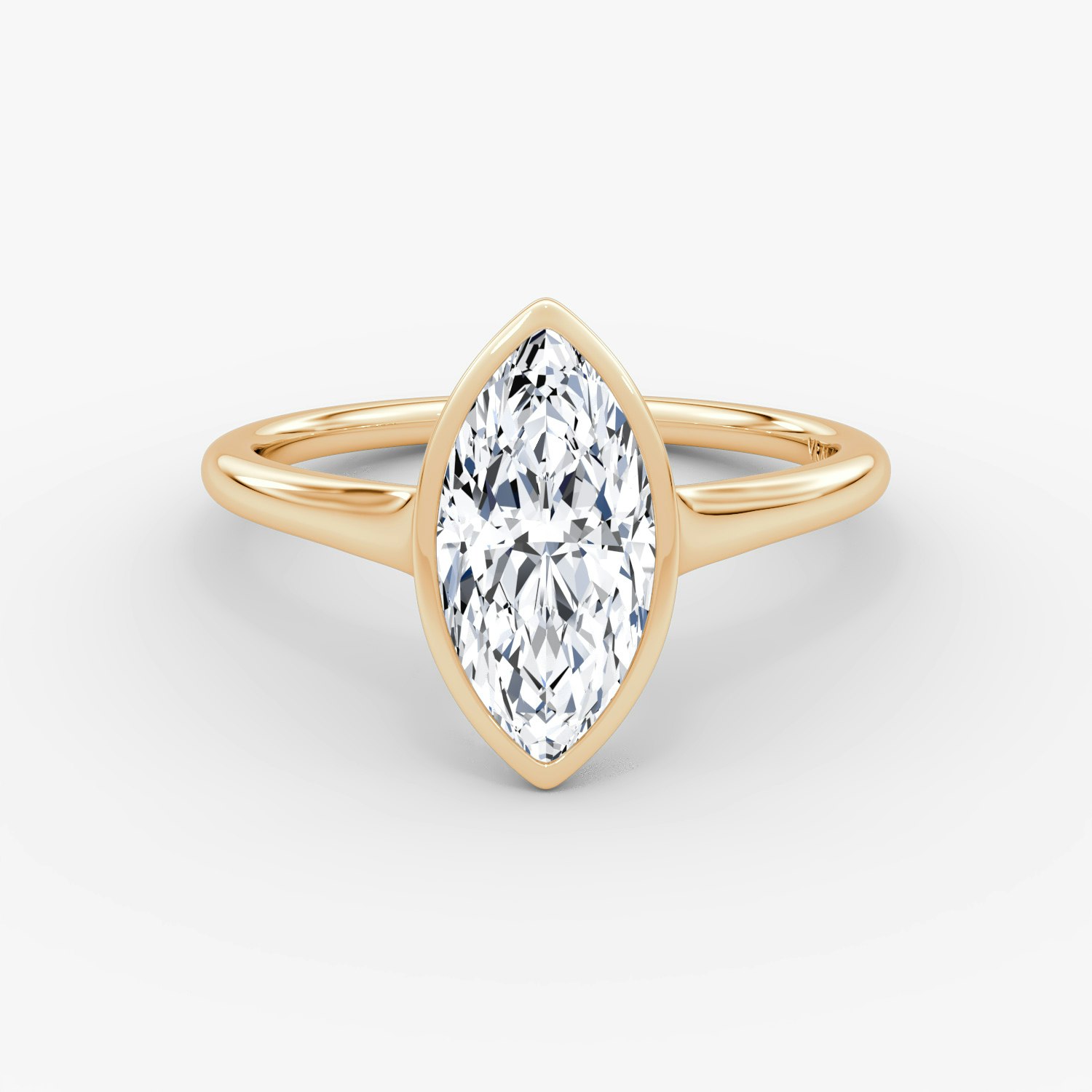 Flat Edge Bezel Marquise Engagement Ring | 14k Rose Gold