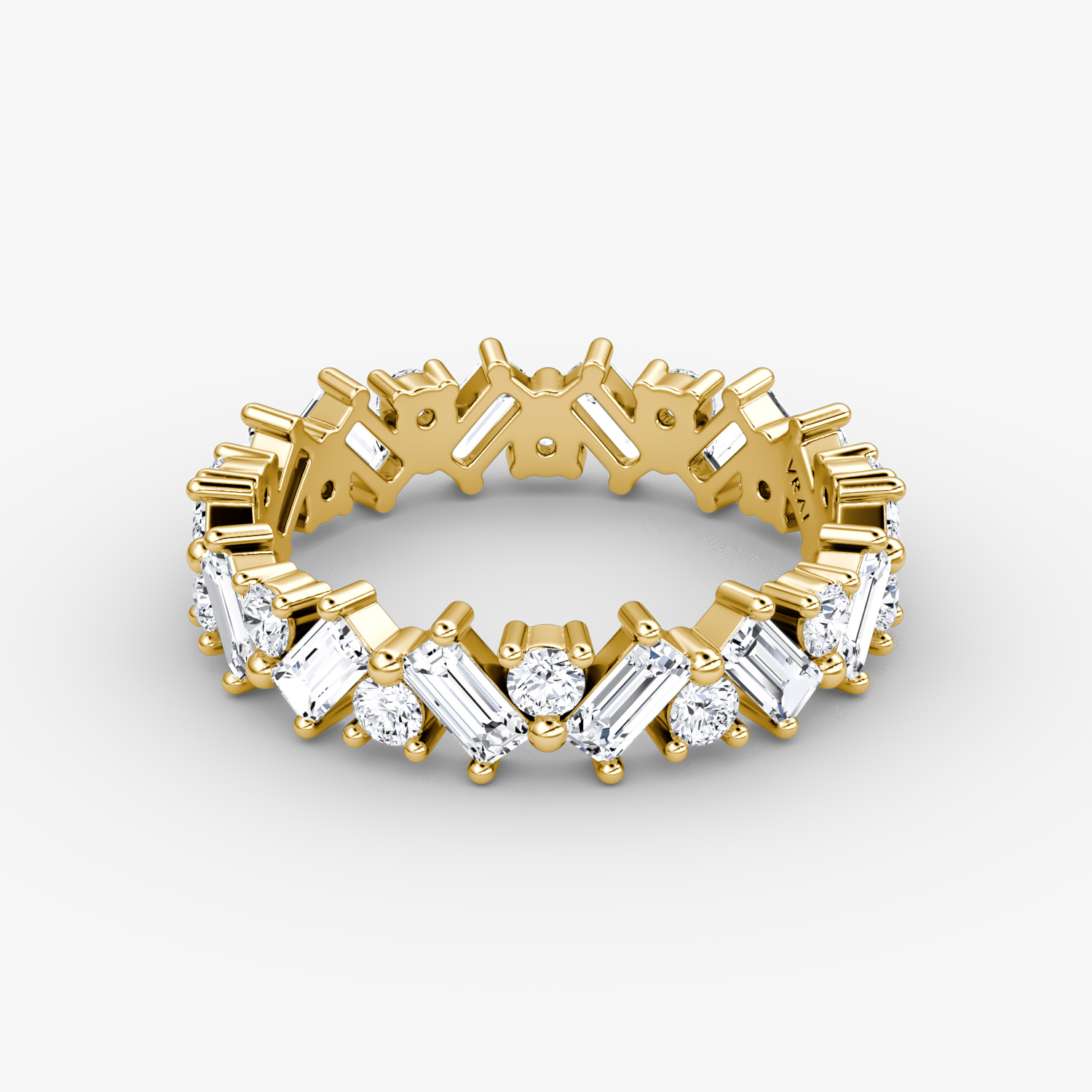 VRAI The Mixed Shape Eternity Bands Round Brilliant and Baguette Wedding Bands | 18k Yellow Gold