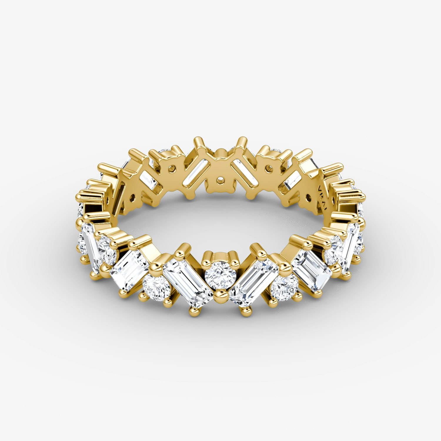 VRAI The Mixed Shape Eternity Bands Round Brilliant and Baguette Wedding Bands | 18k Yellow Gold