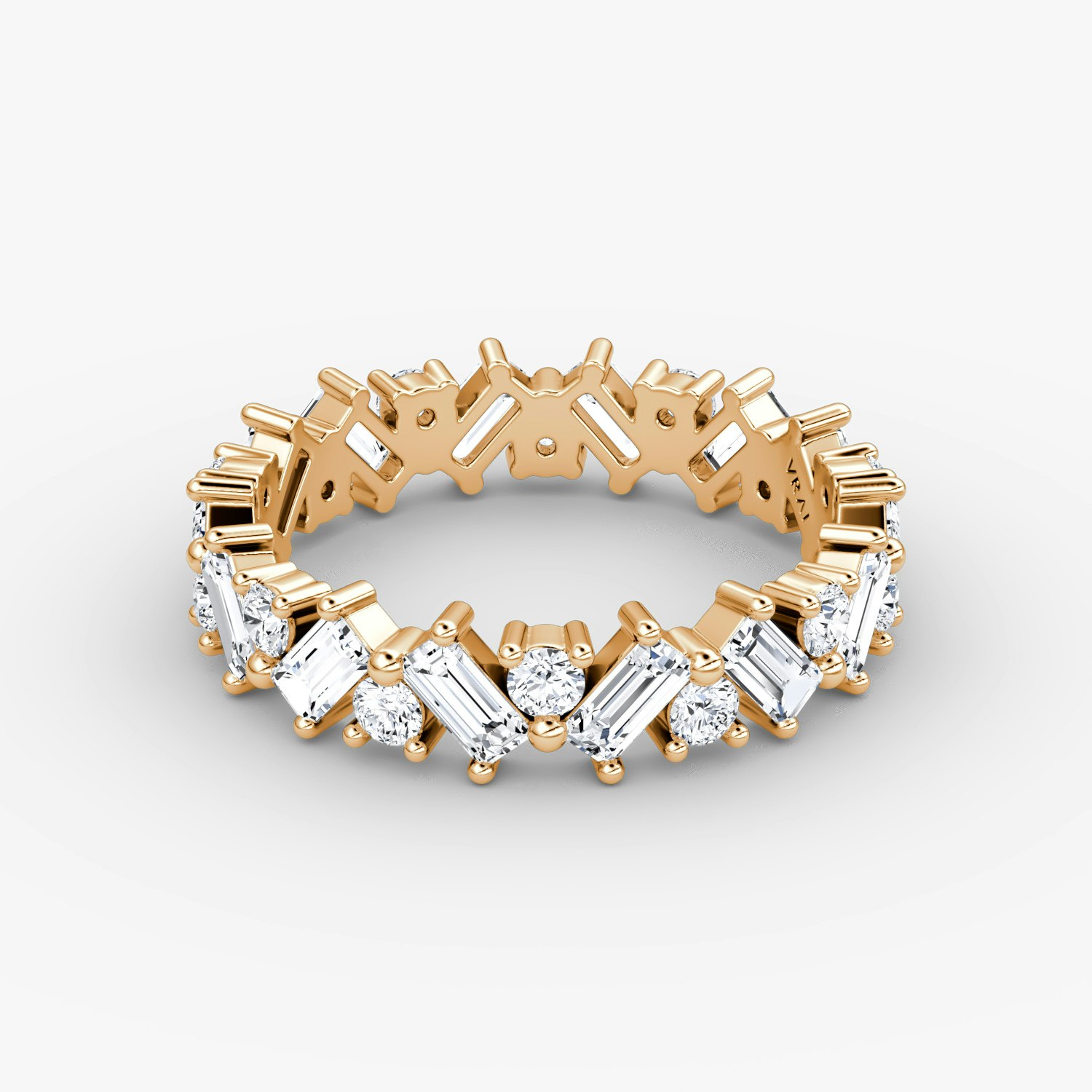 VRAI The Mixed Shape Eternity Bands Round Brilliant and Baguette Wedding Bands | 14k Rose Gold