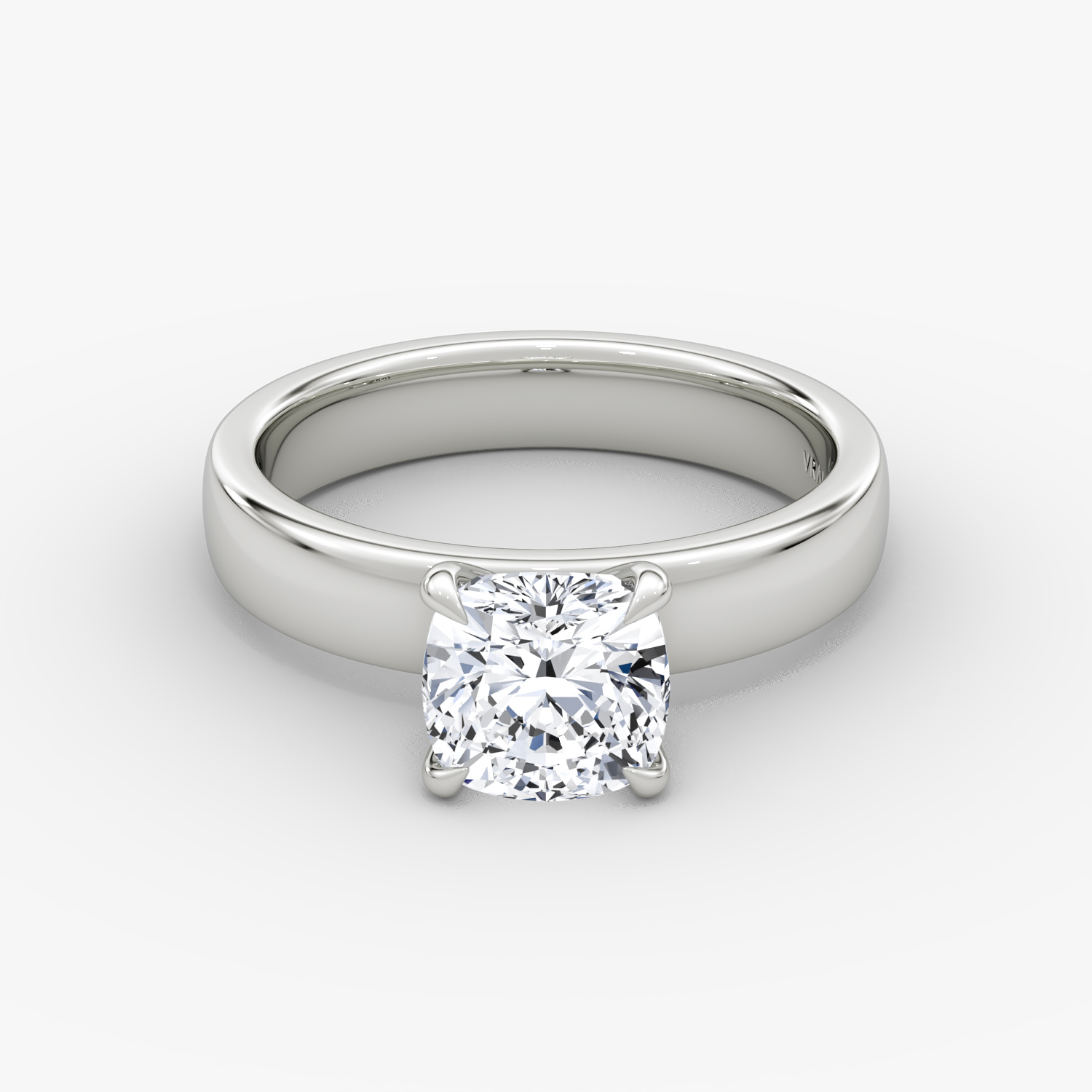 Cigar Solitaire Cushion Engagement Ring | 18k White Gold