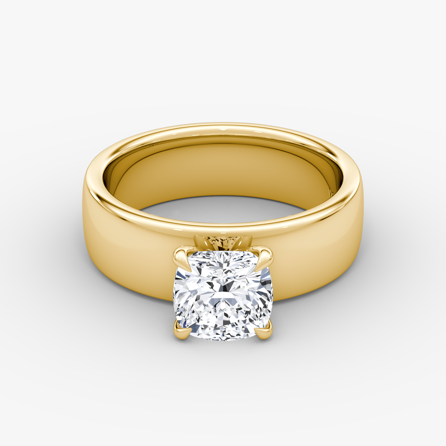 Cigar Solitaire Cushion Engagement Ring | 18k Yellow Gold