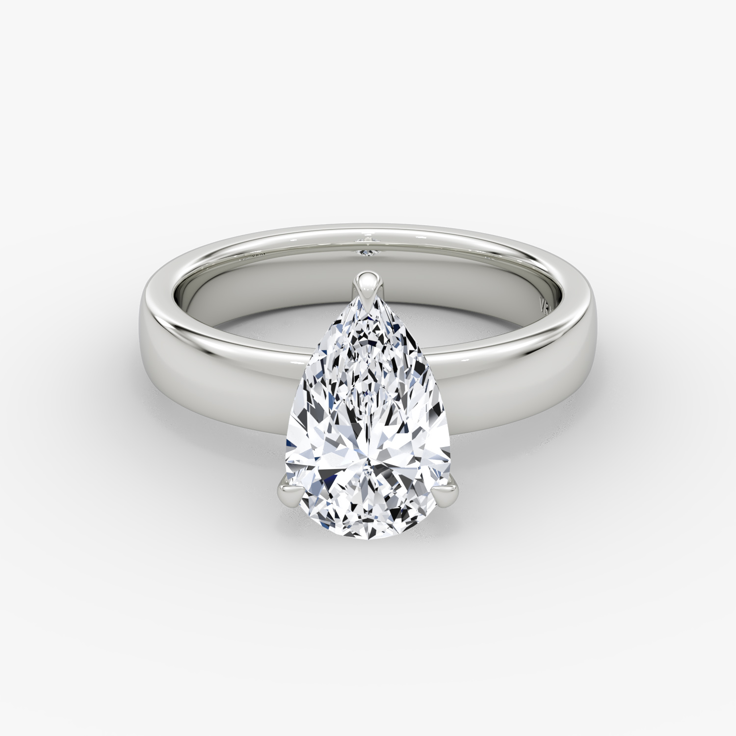 Cigar Solitaire Pear Engagement Ring | 18k White Gold