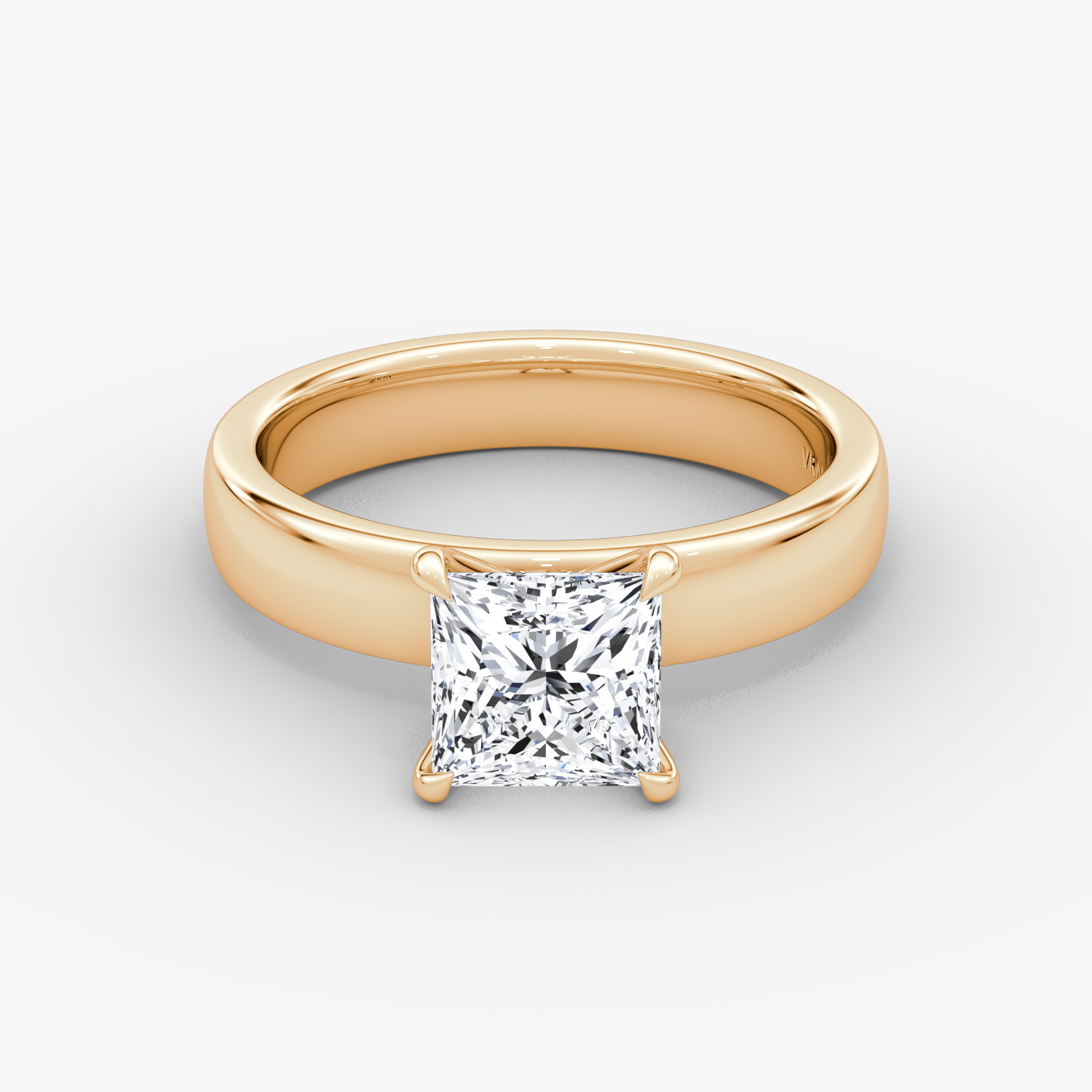 Cigar Solitaire Princess Engagement Ring | 14k Rose Gold