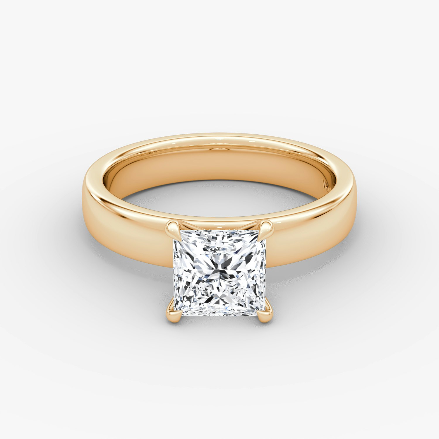Cigar Solitaire Princess Engagement Ring | 14k Rose Gold
