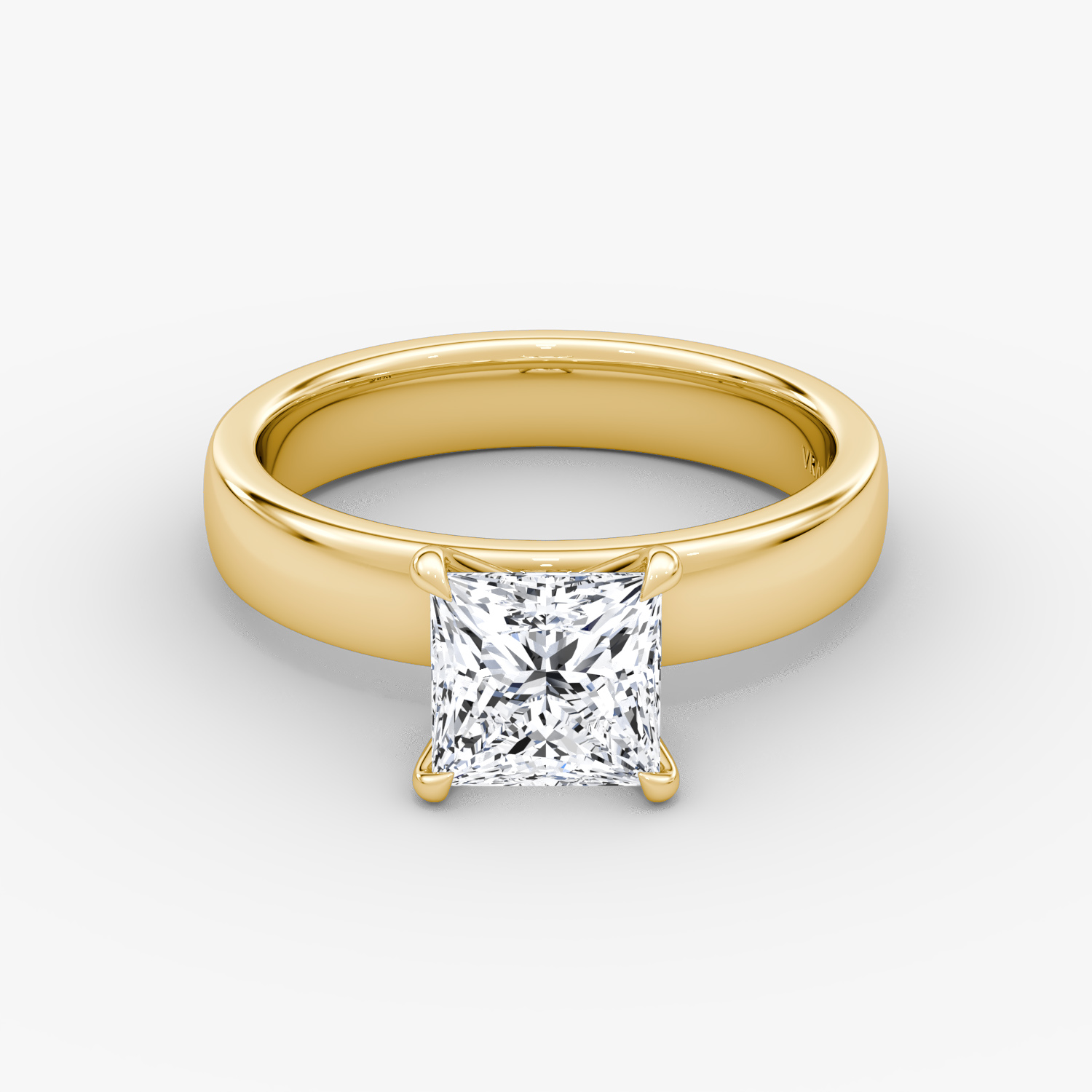 Cigar Solitaire Princess Engagement Ring | 18k Yellow Gold
