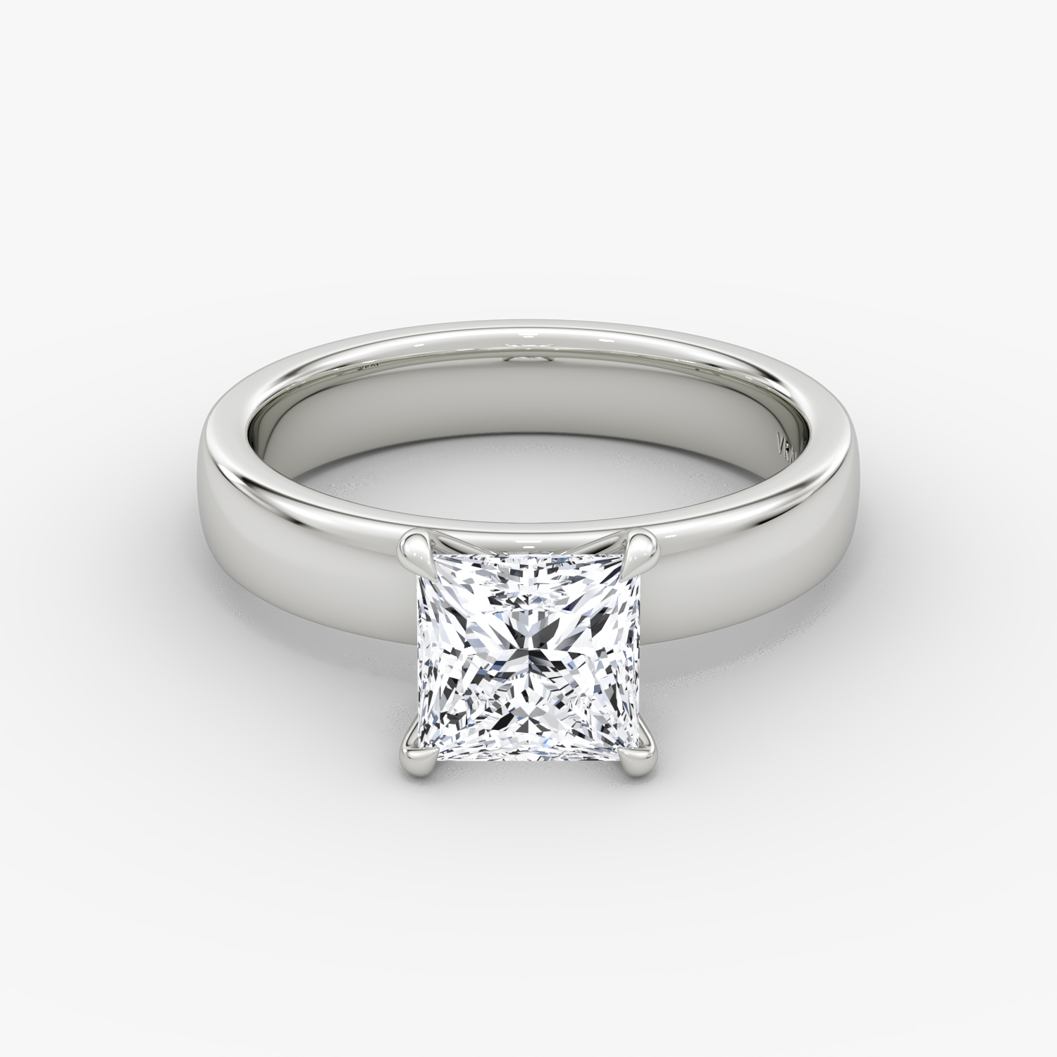 Cigar Solitaire Princess Engagement Ring | 18k White Gold