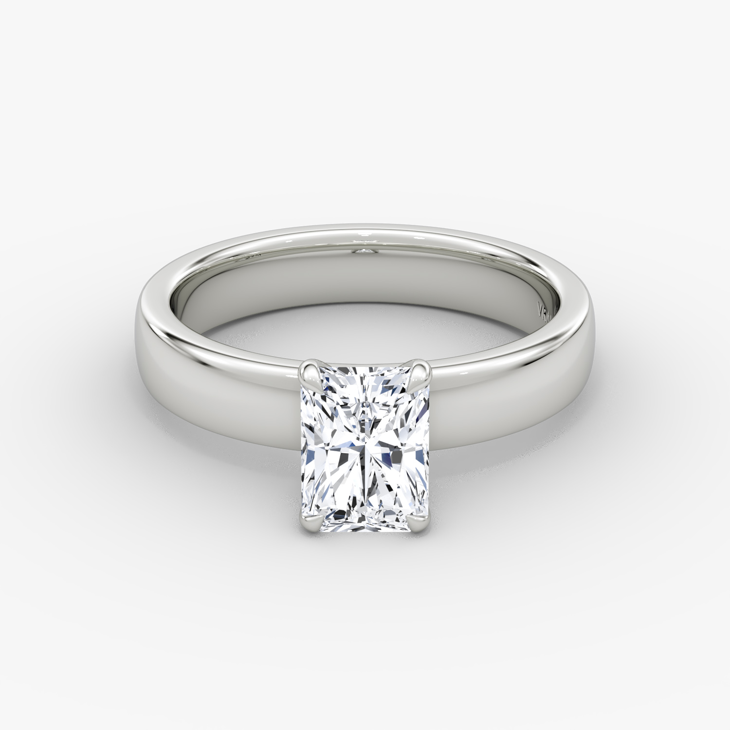 Cigar Solitaire Radiant Engagement Ring | 18k White Gold
