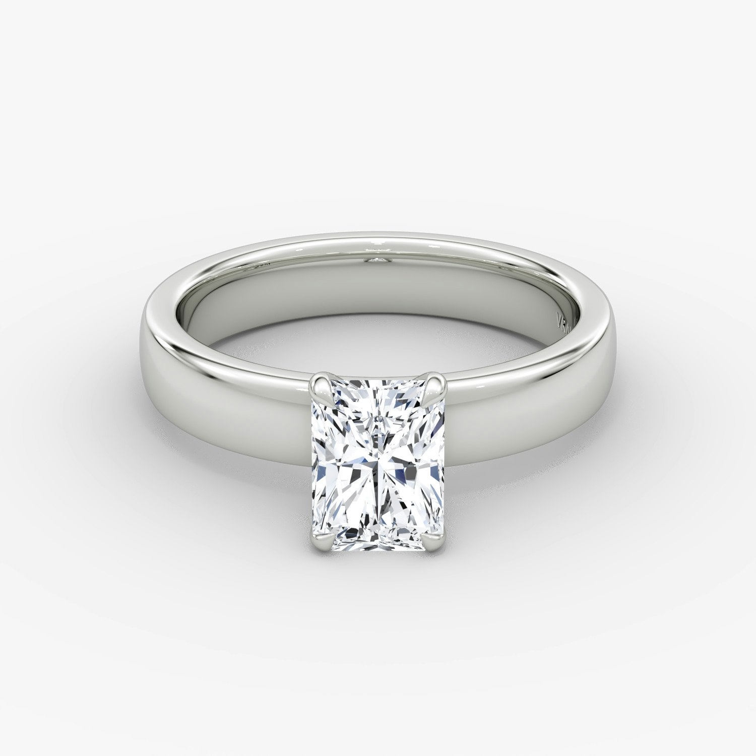 Cigar Solitaire Radiant Engagement Ring | 18k White Gold