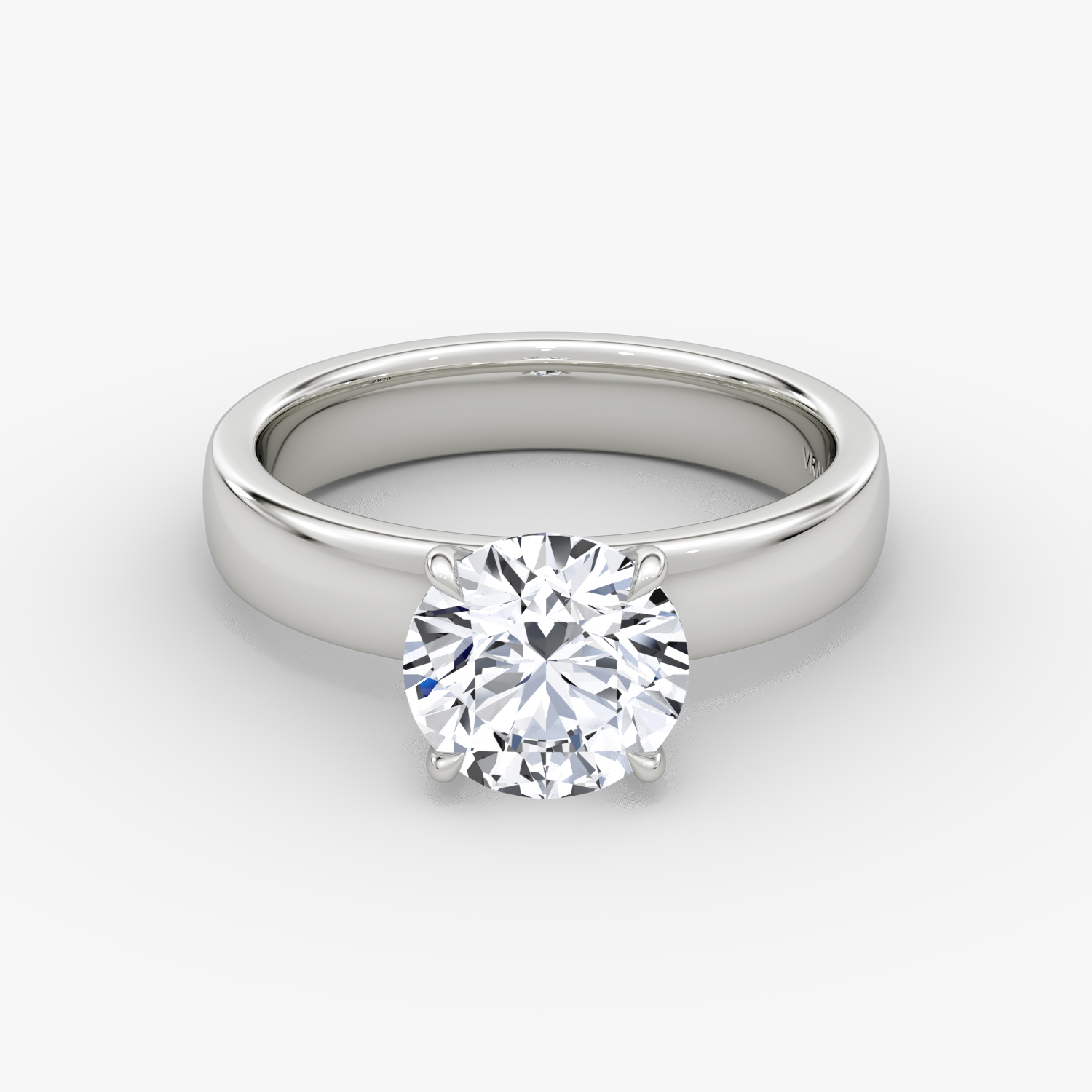 Cigar Solitaire Round Brilliant Engagement Ring | 18k White Gold